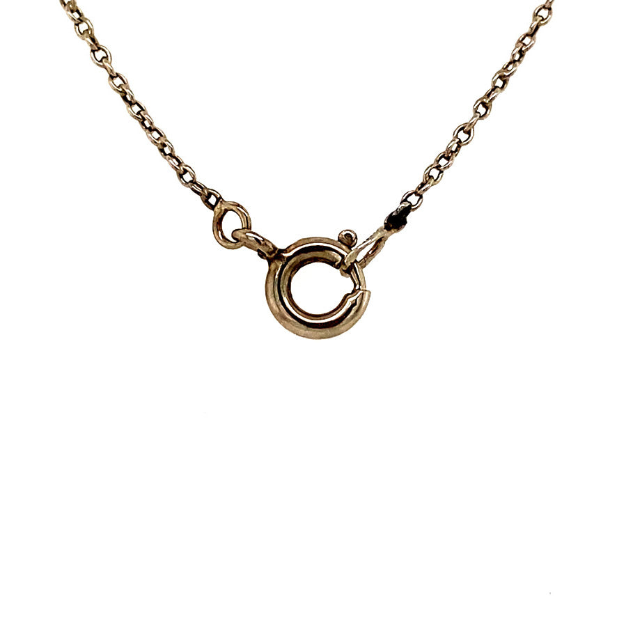 Witgouden collier met hanger met diamant 14 krt/900