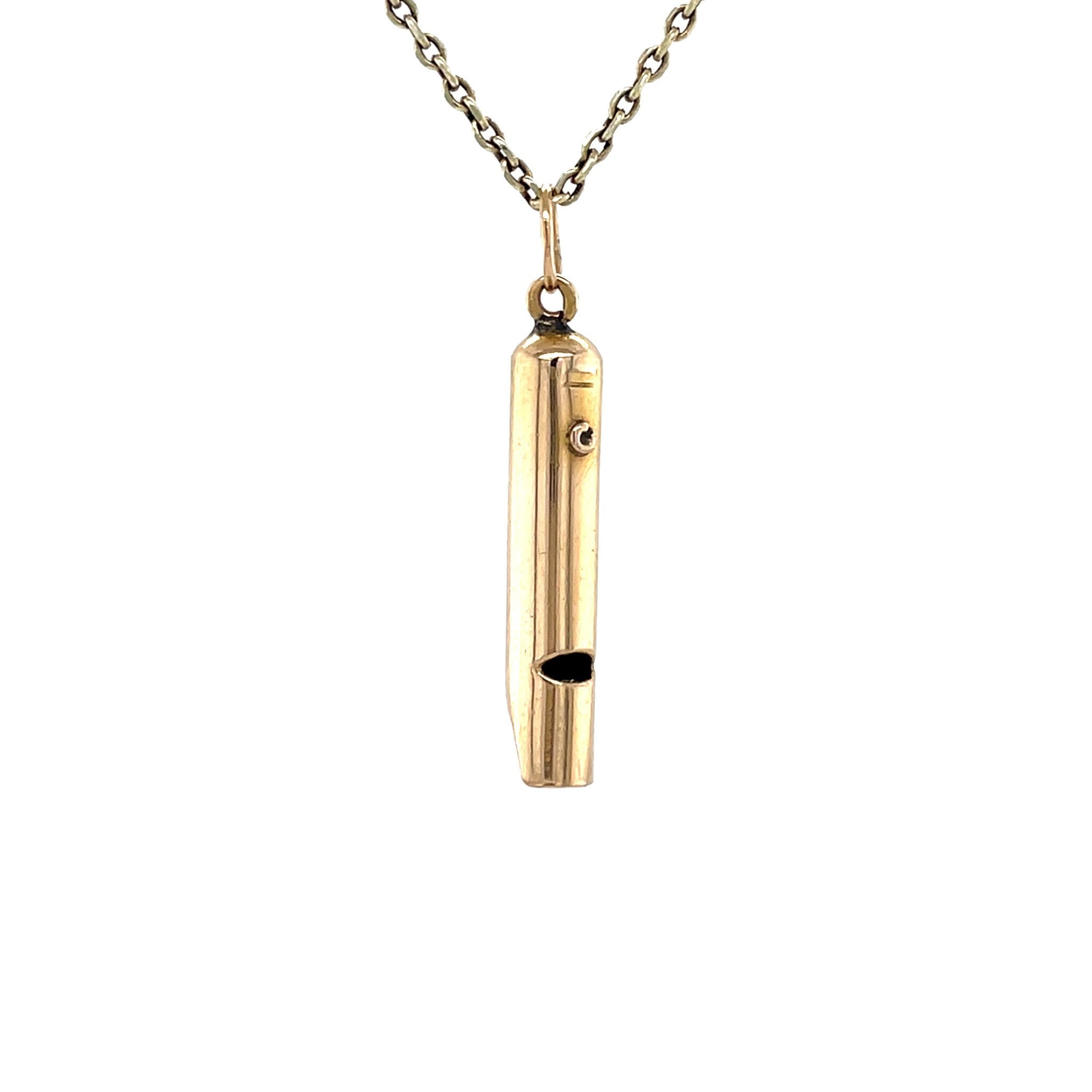 Vintage gold recorder pendant 14 kt
