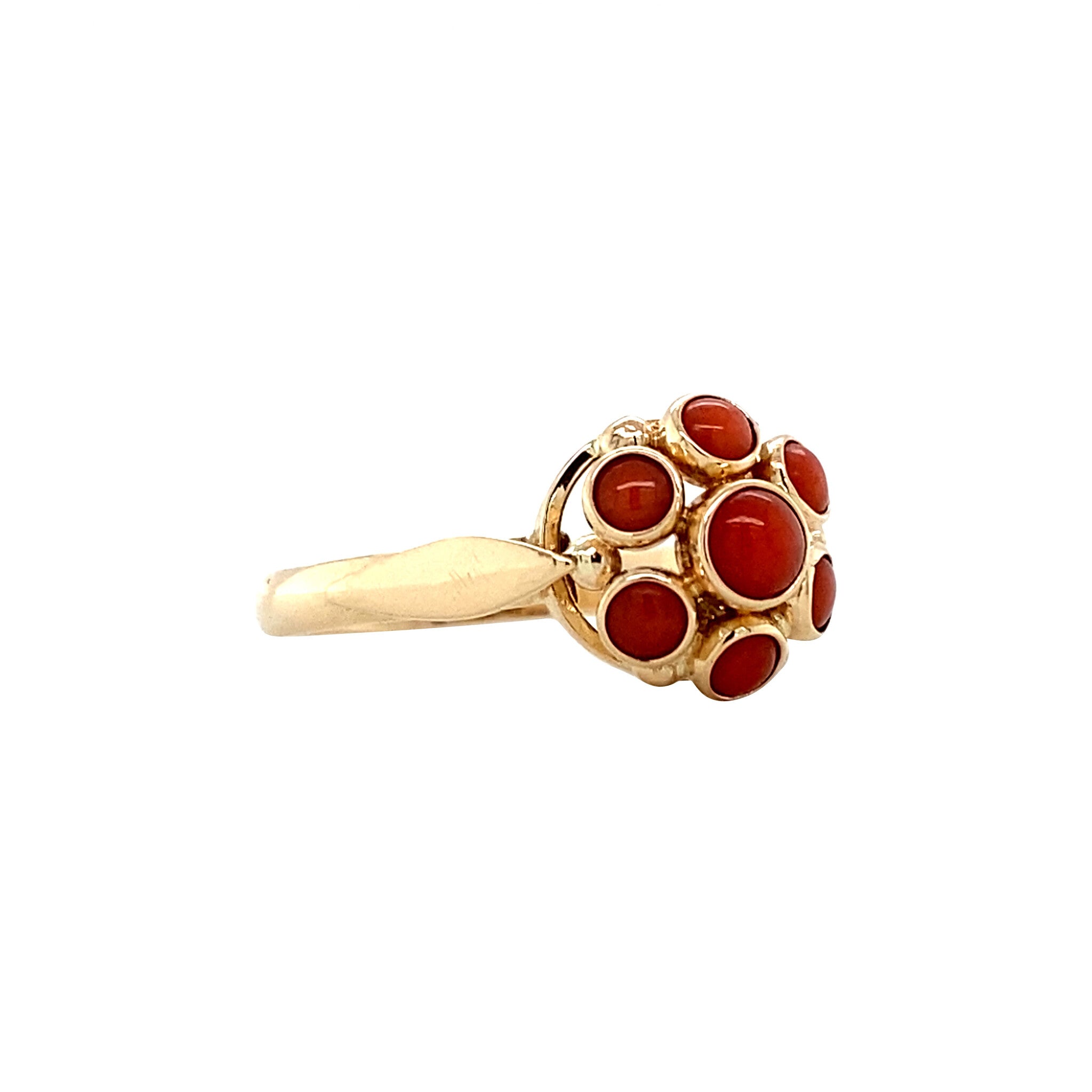 Gold ring with blood coral 14 krt