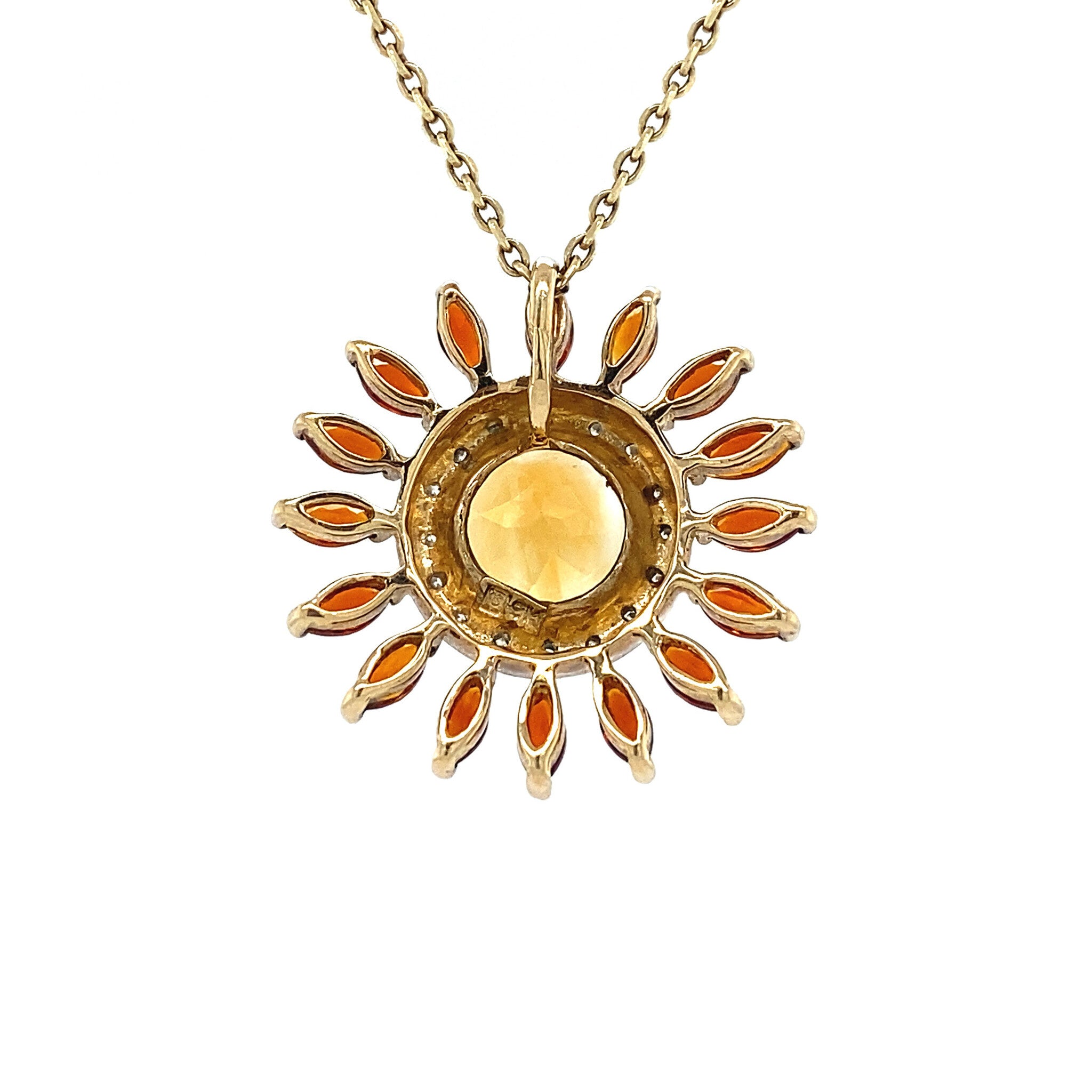 Hanger met citrien, granaat en diamant 9 krt