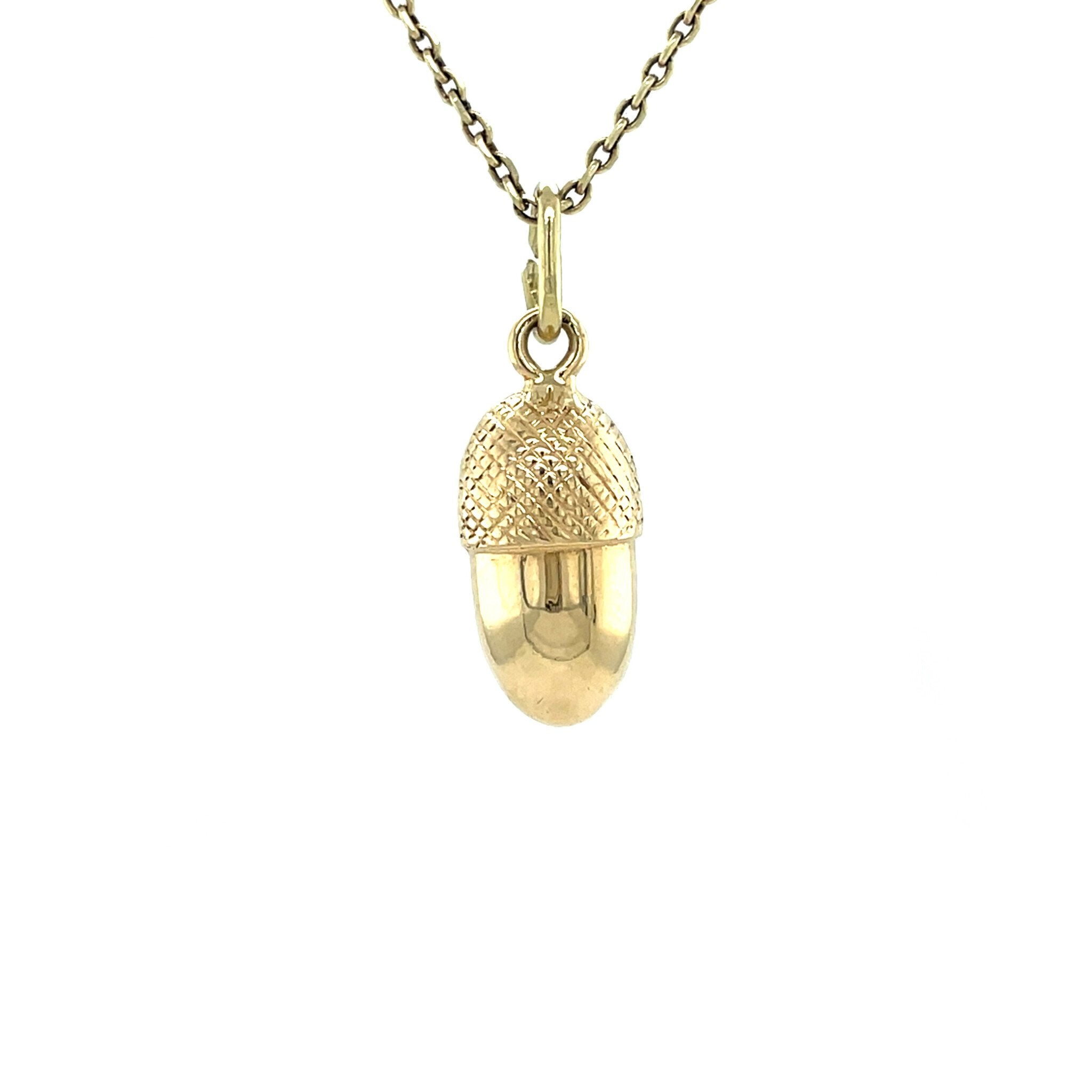 Vintage gold acorn pendant, 14 kt