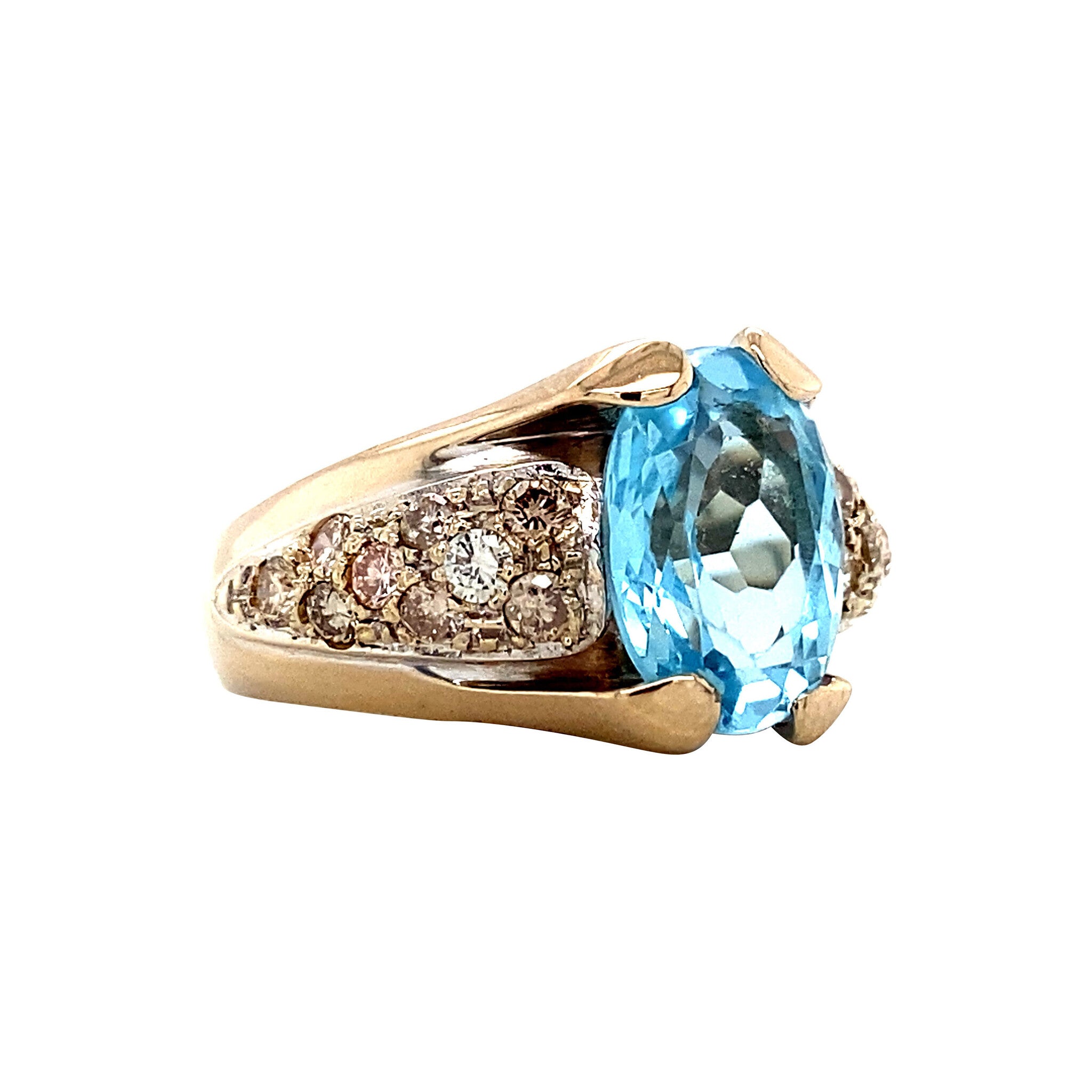 Geelgouden ring met topaas en diamant 18 krt