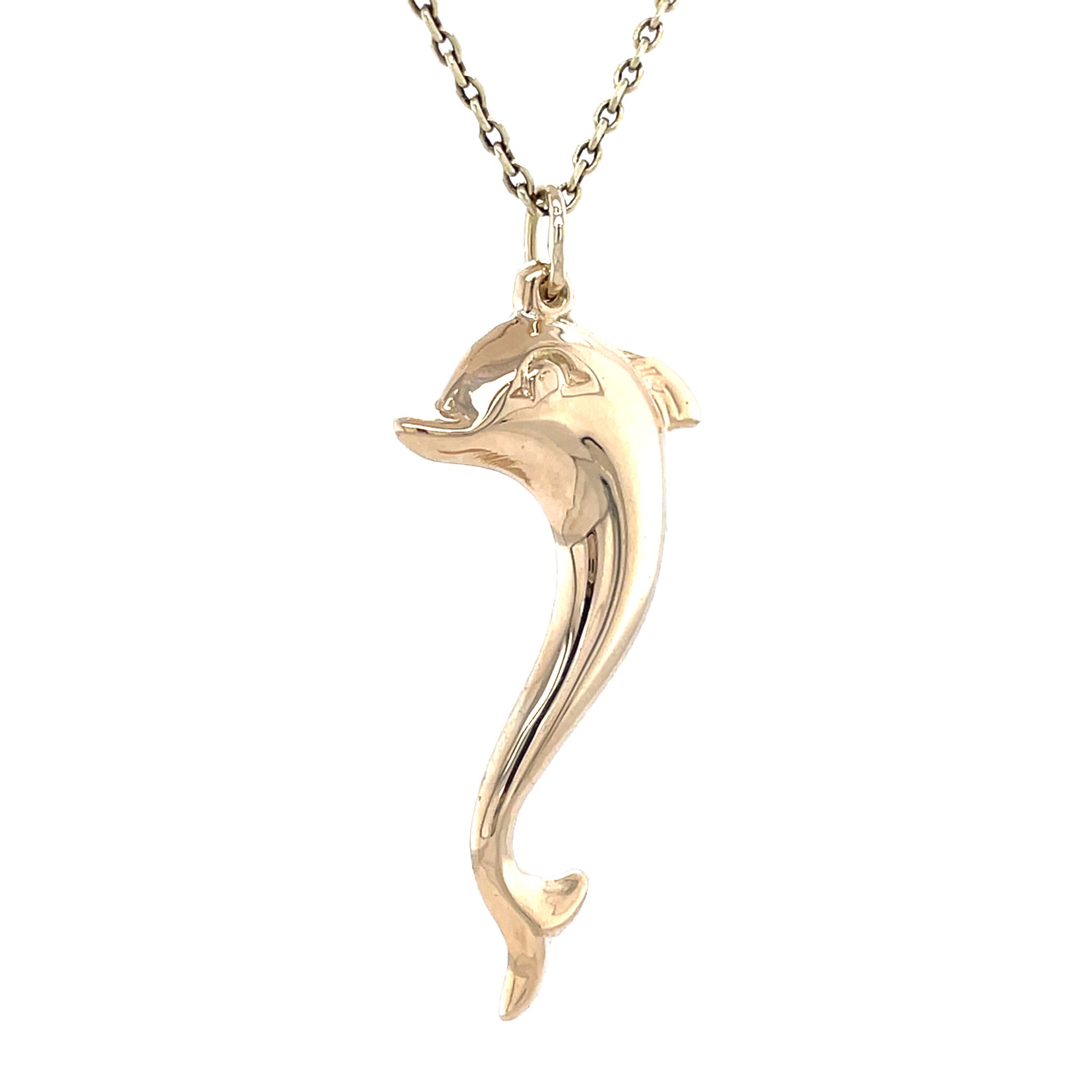 Gouden vintage dolfijn hanger 14 kt