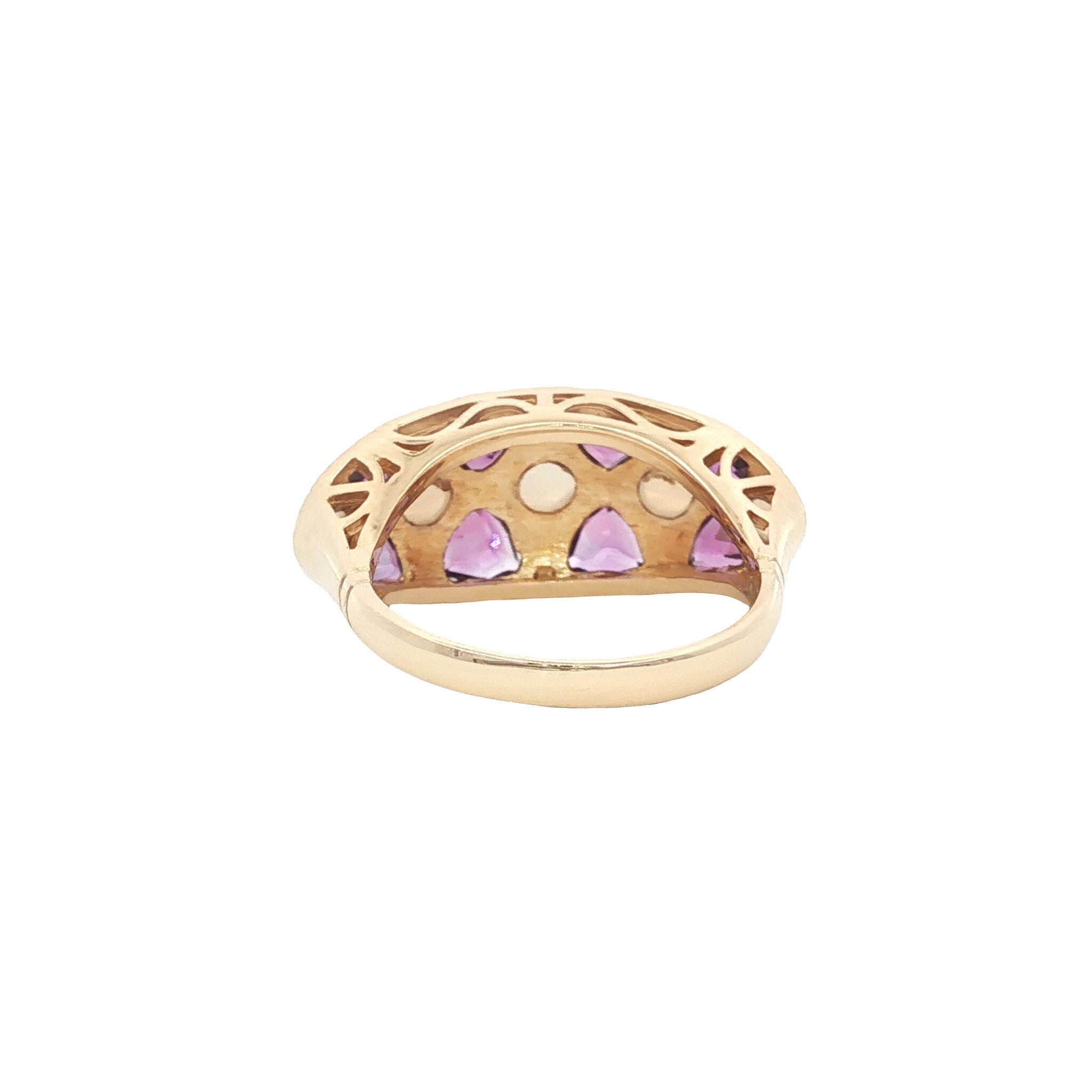 14 kt gold ring with opal and amethyst
