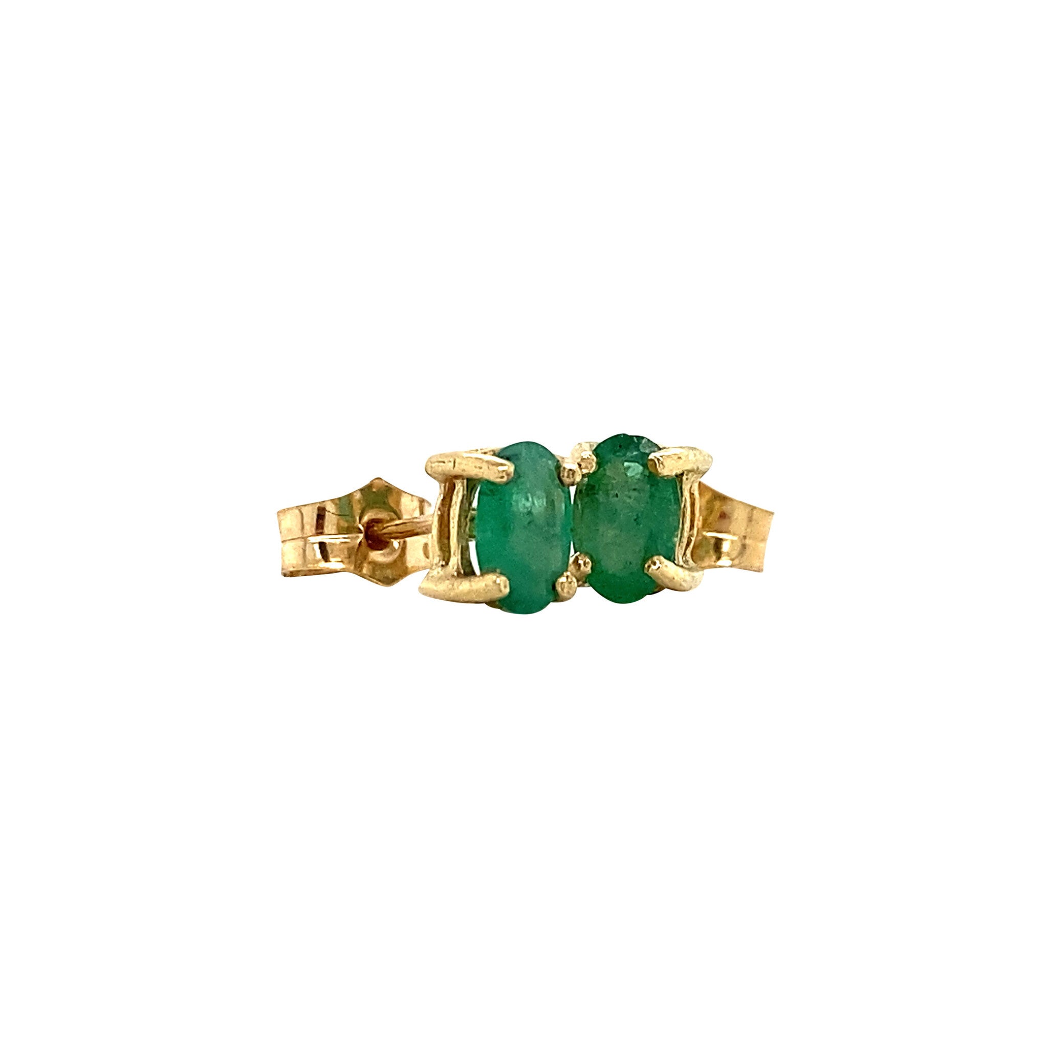14 kt gold stud earrings with emeralds