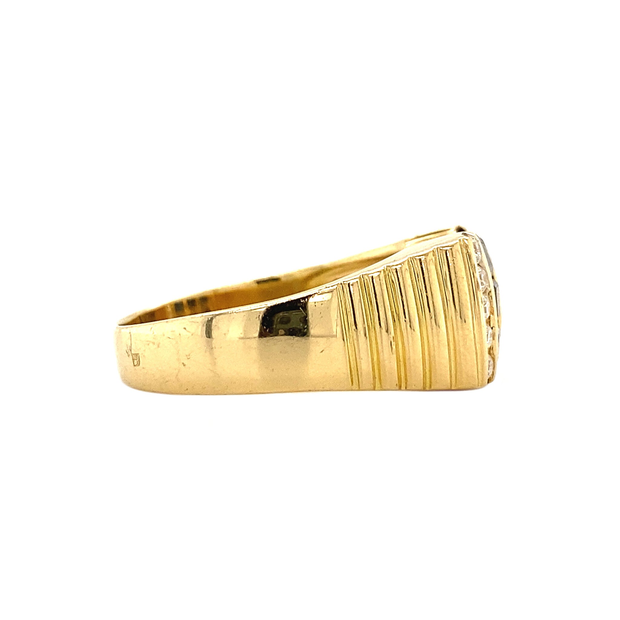 Gouden ring met saffier en diamant 18 krt
