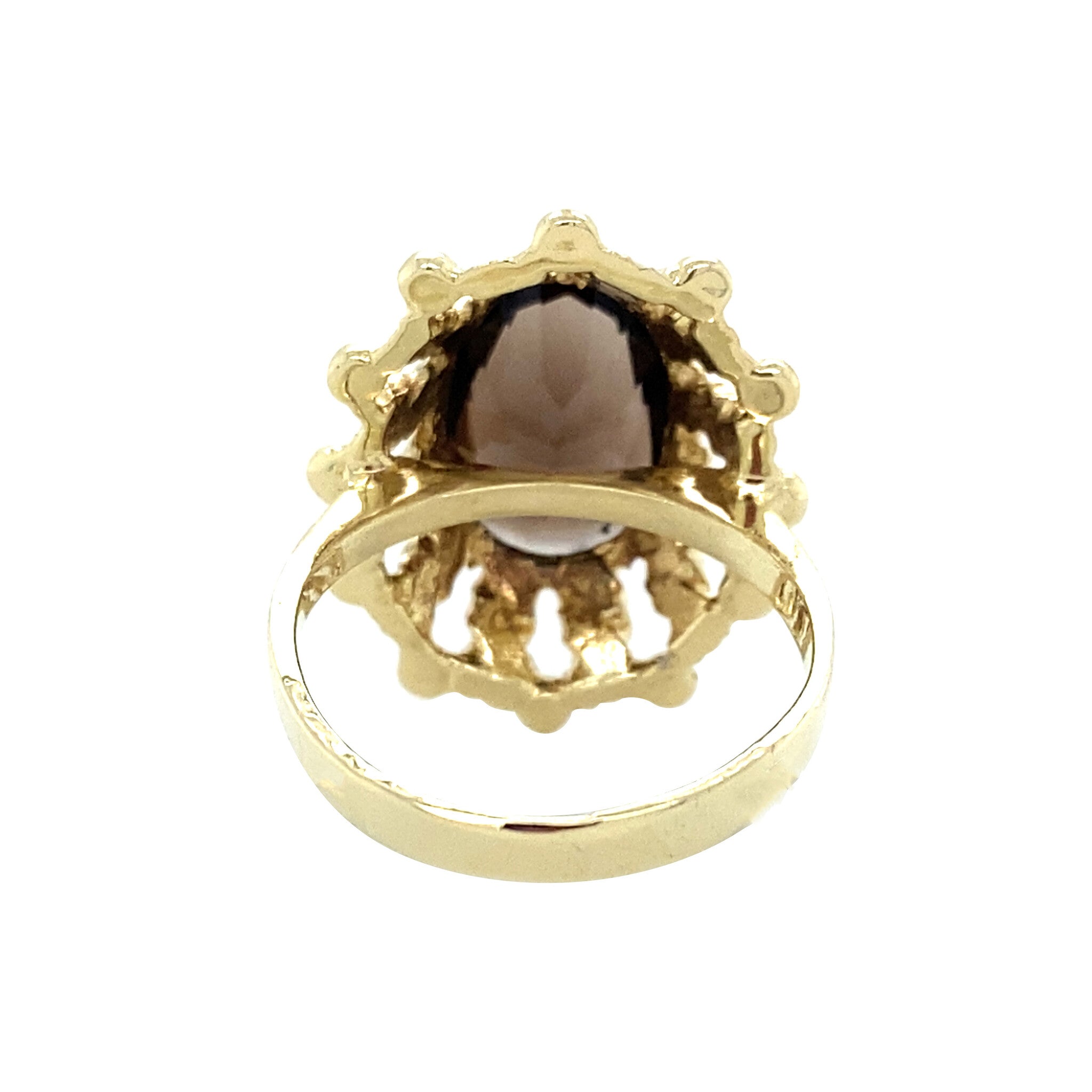 Golden ring with smoky quartz 14 kt