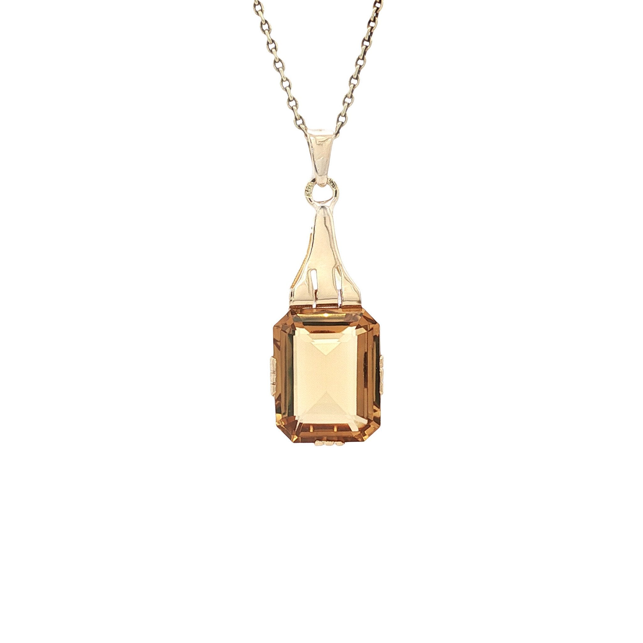 Gold vintage pendant with citrine 14 kt