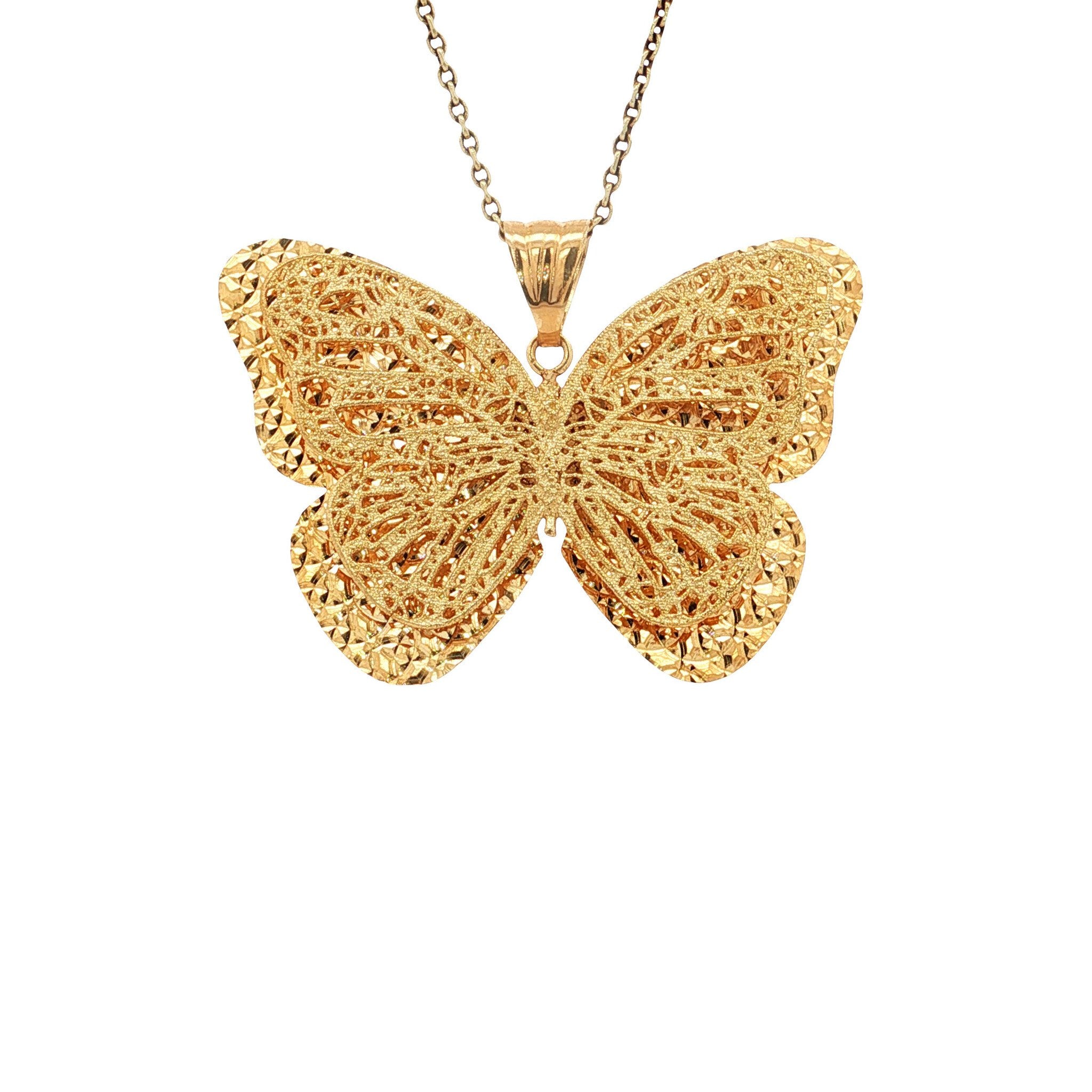 Gouden vintage vlinder hanger 14 kt