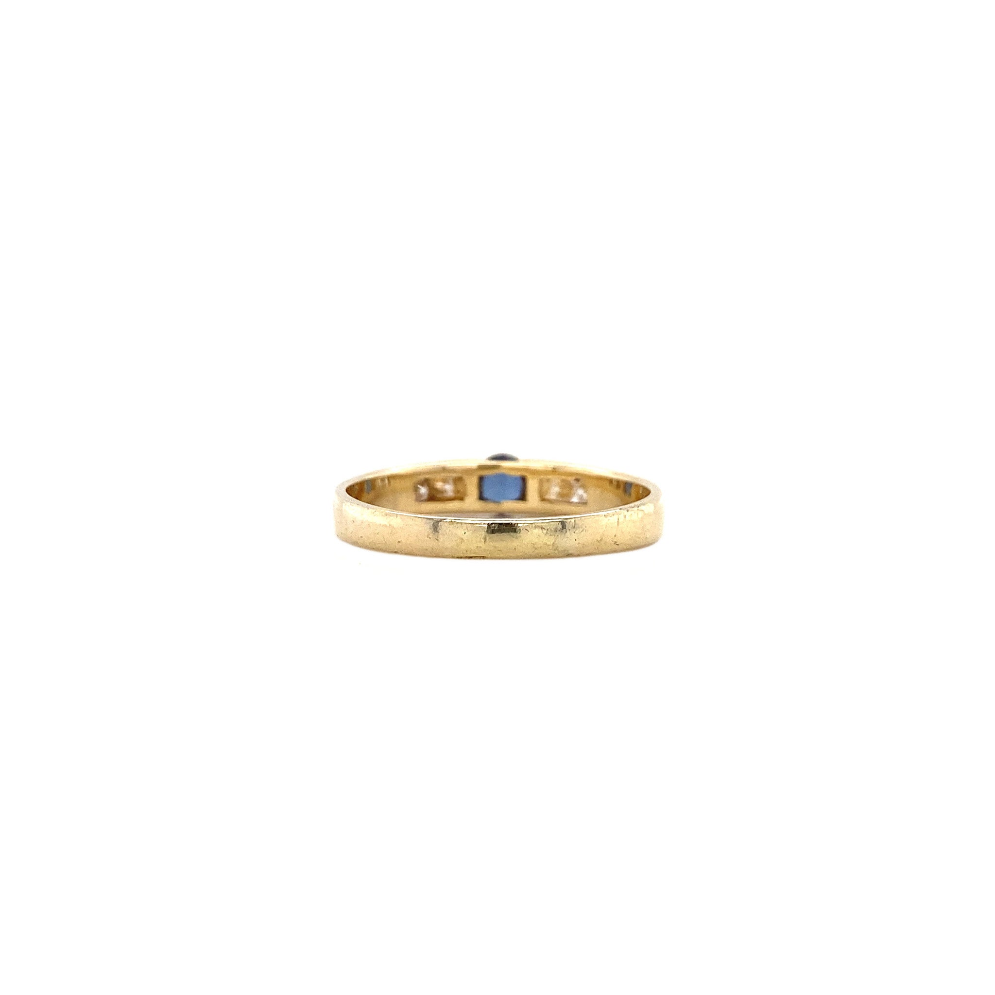 18 kt gold ring with sapphire and diamond