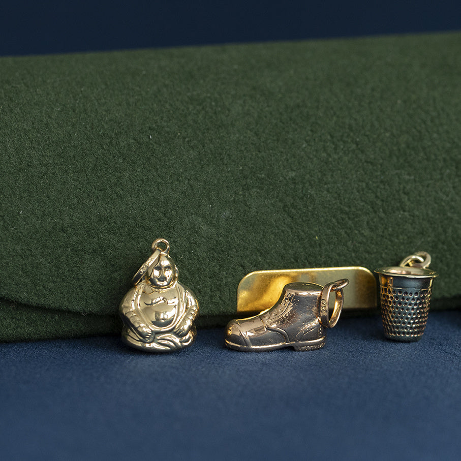 Roségouden vintage schoen hanger 18 krt