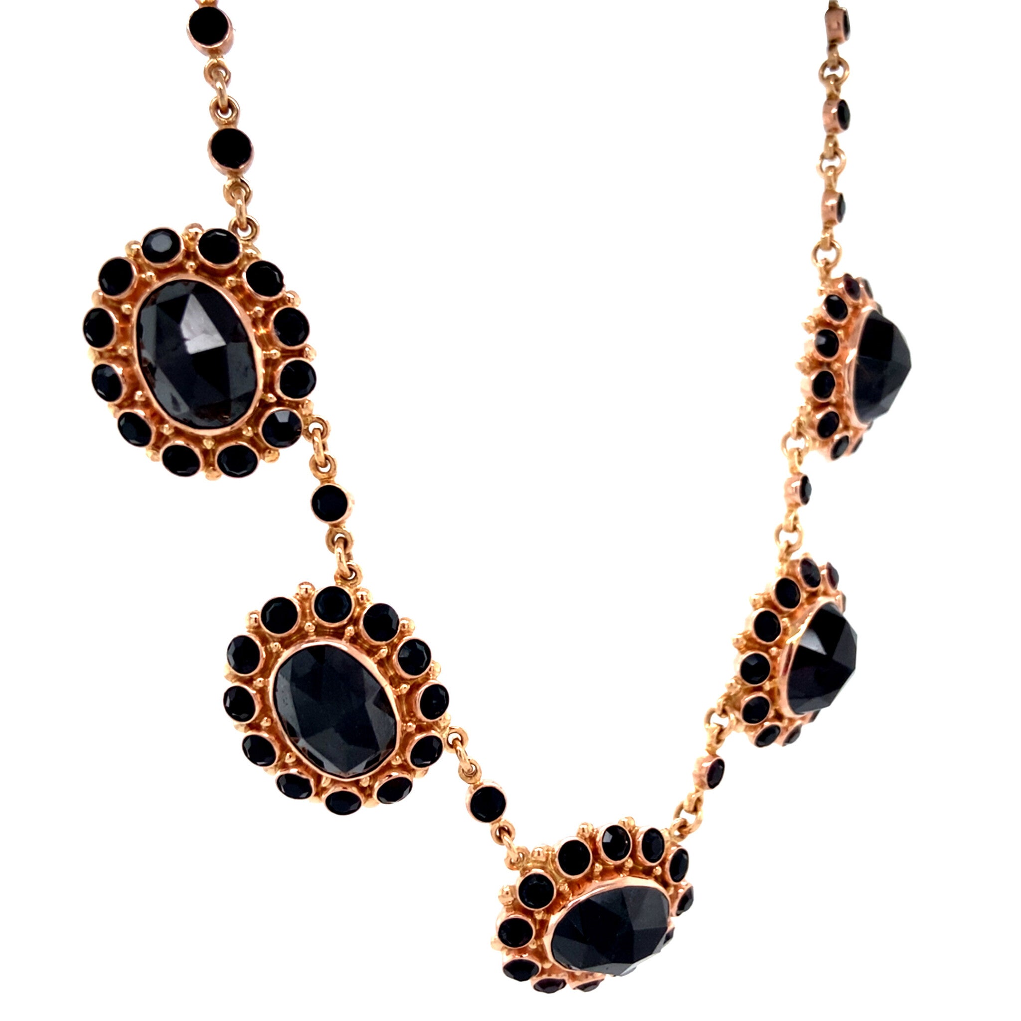 Gold vintage necklace with garnet 14 krt