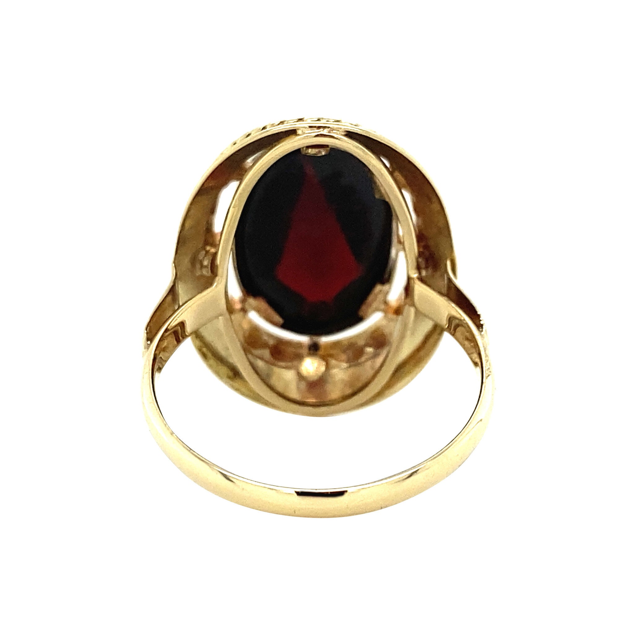 Gouden ring met granaat 14 krt