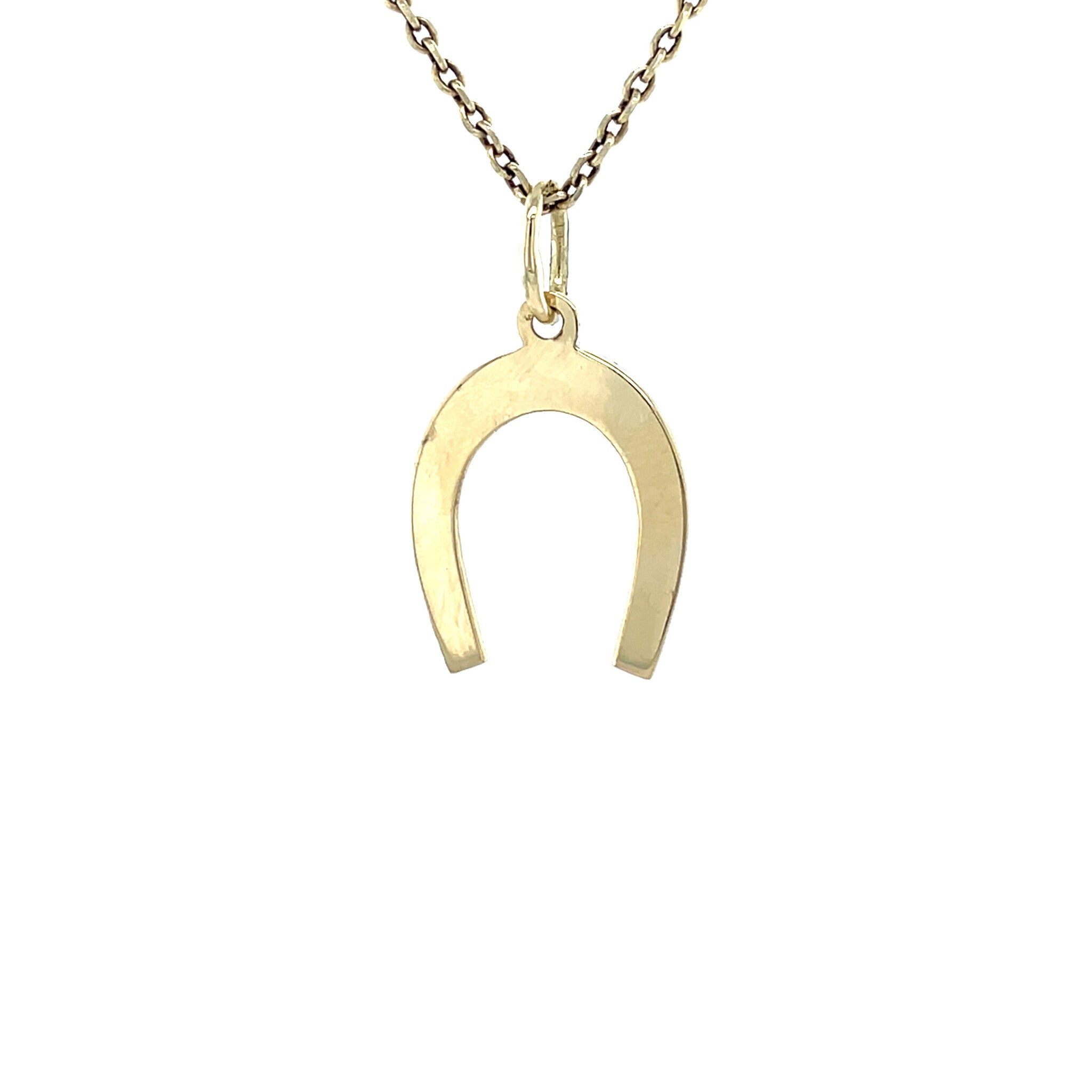 Gouden vintage hoefijzer hanger 14 krt