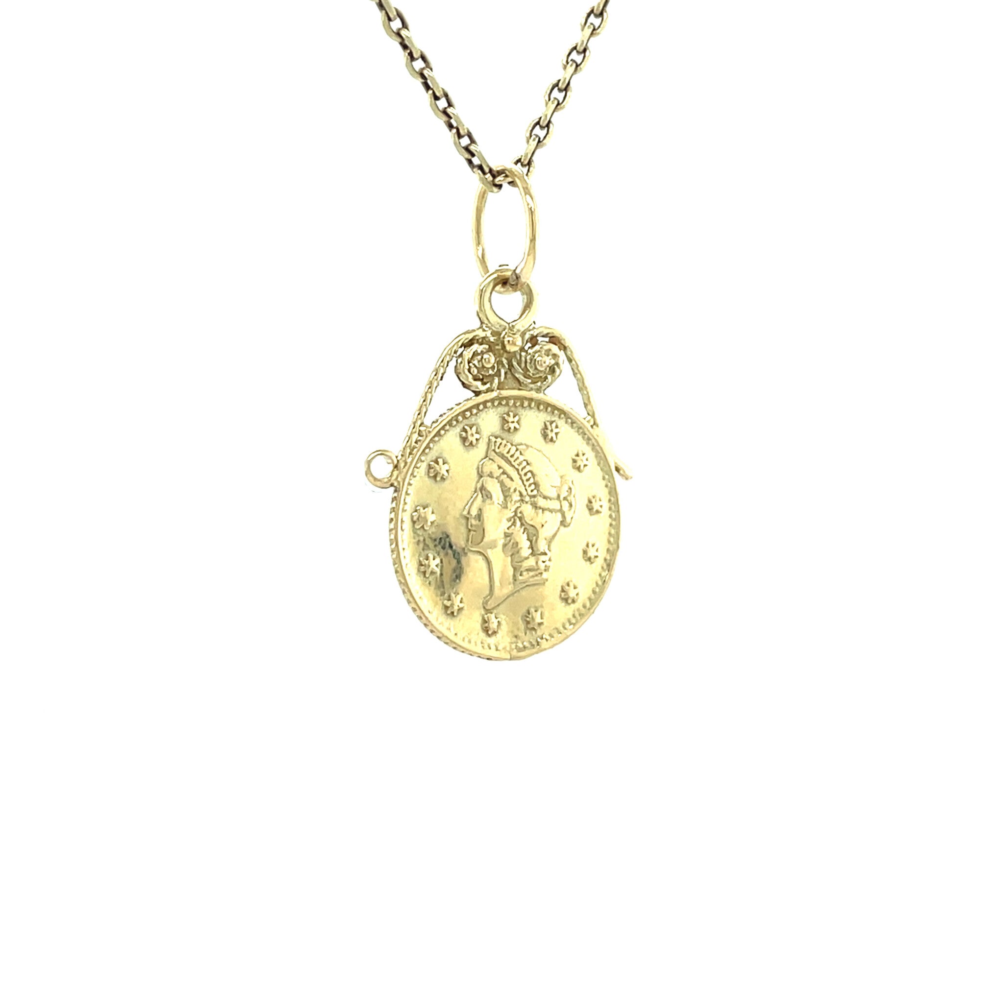 Vintage gold coin pendant, 14 kt