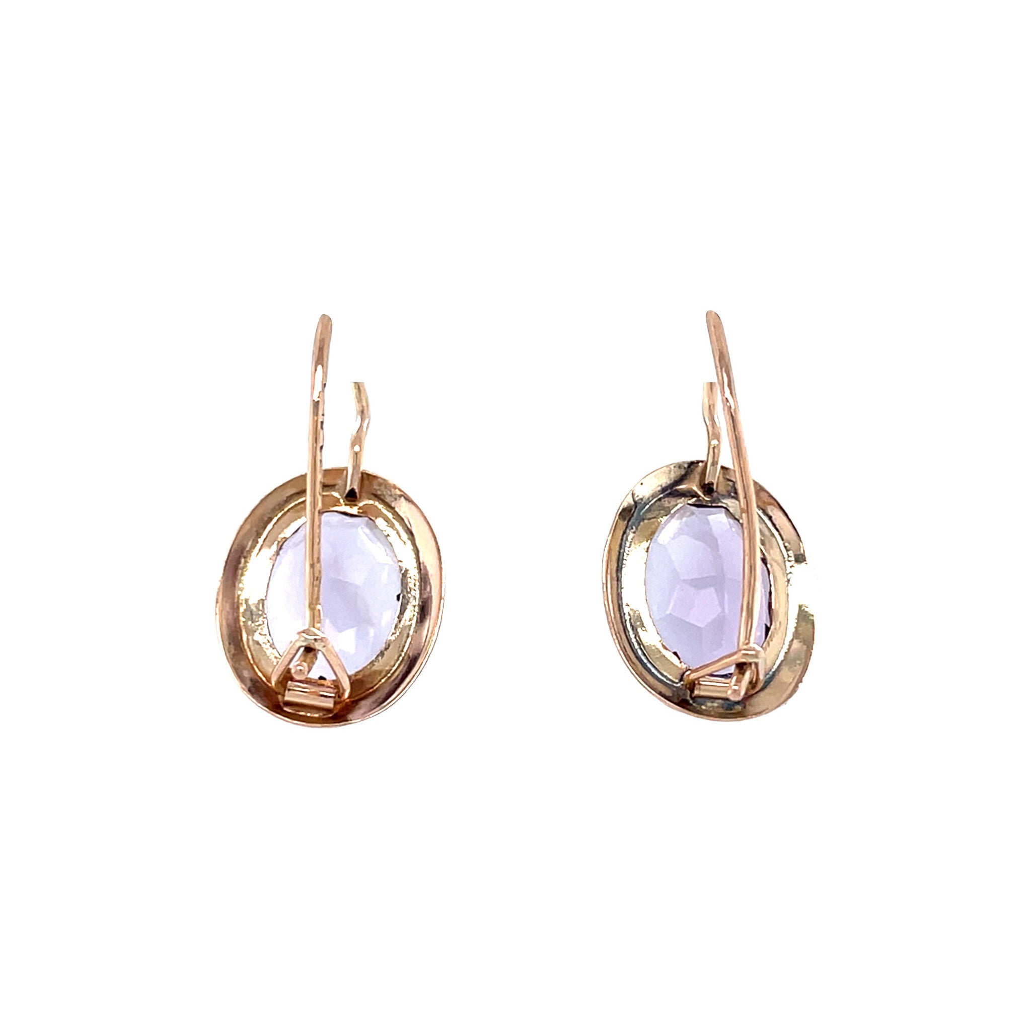 14 kt rose-gold vintage drop earrings with amethyst
