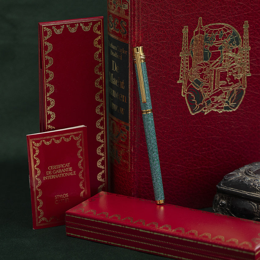 Vintage Cartier must Marble Green Lacquer Fountain Pen