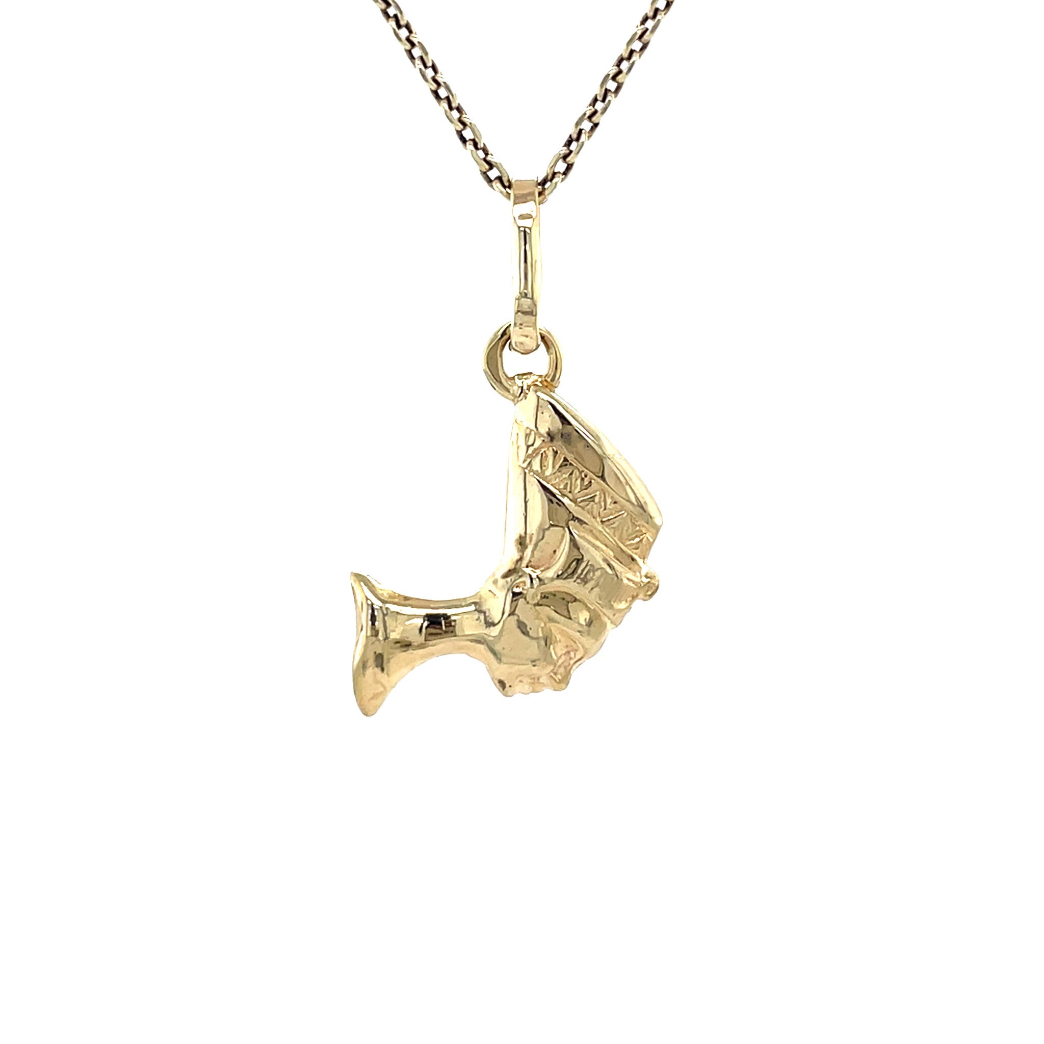 Gouden vintage Nefertiti hanger 14 krt