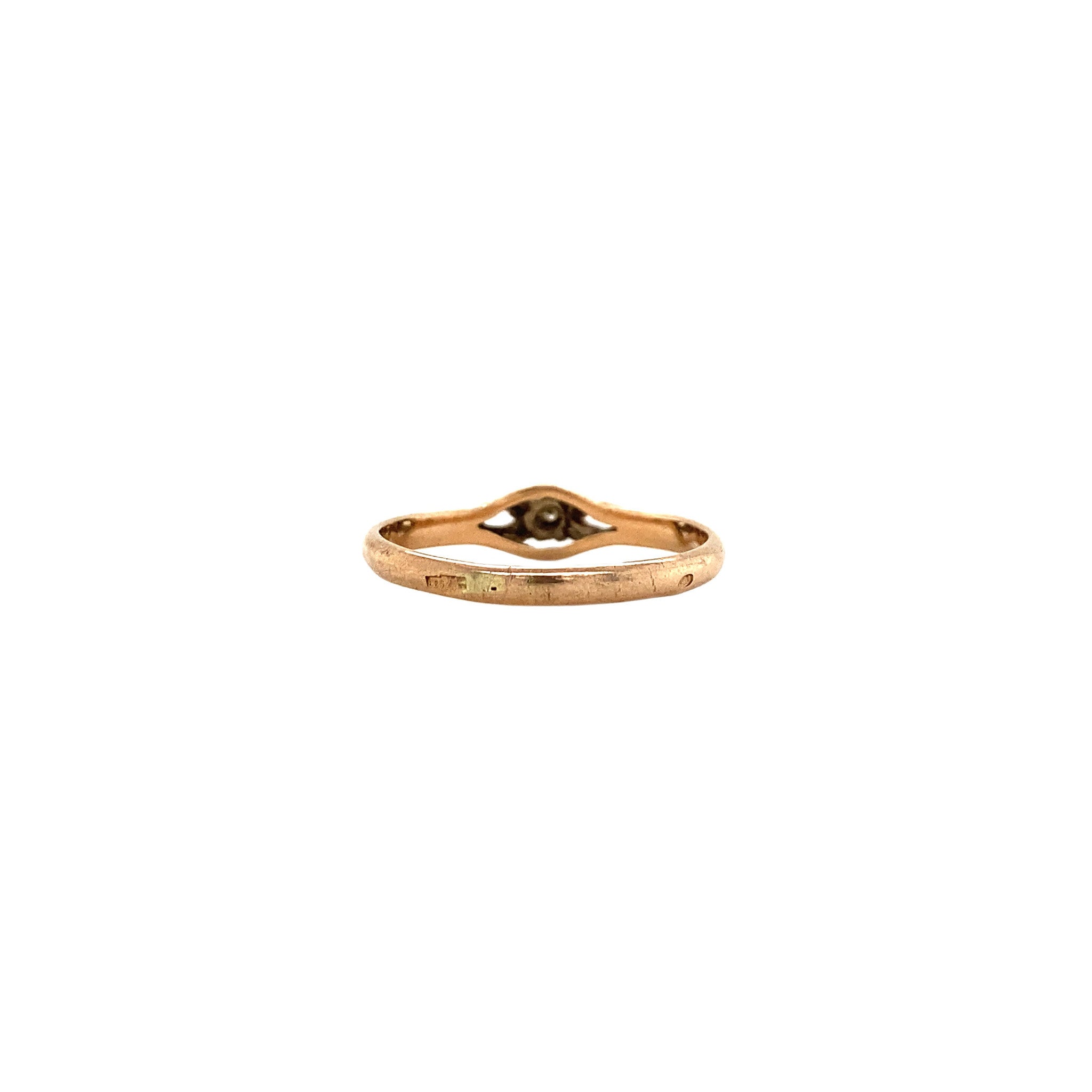Rose-gold ring with diamond, 12 kt