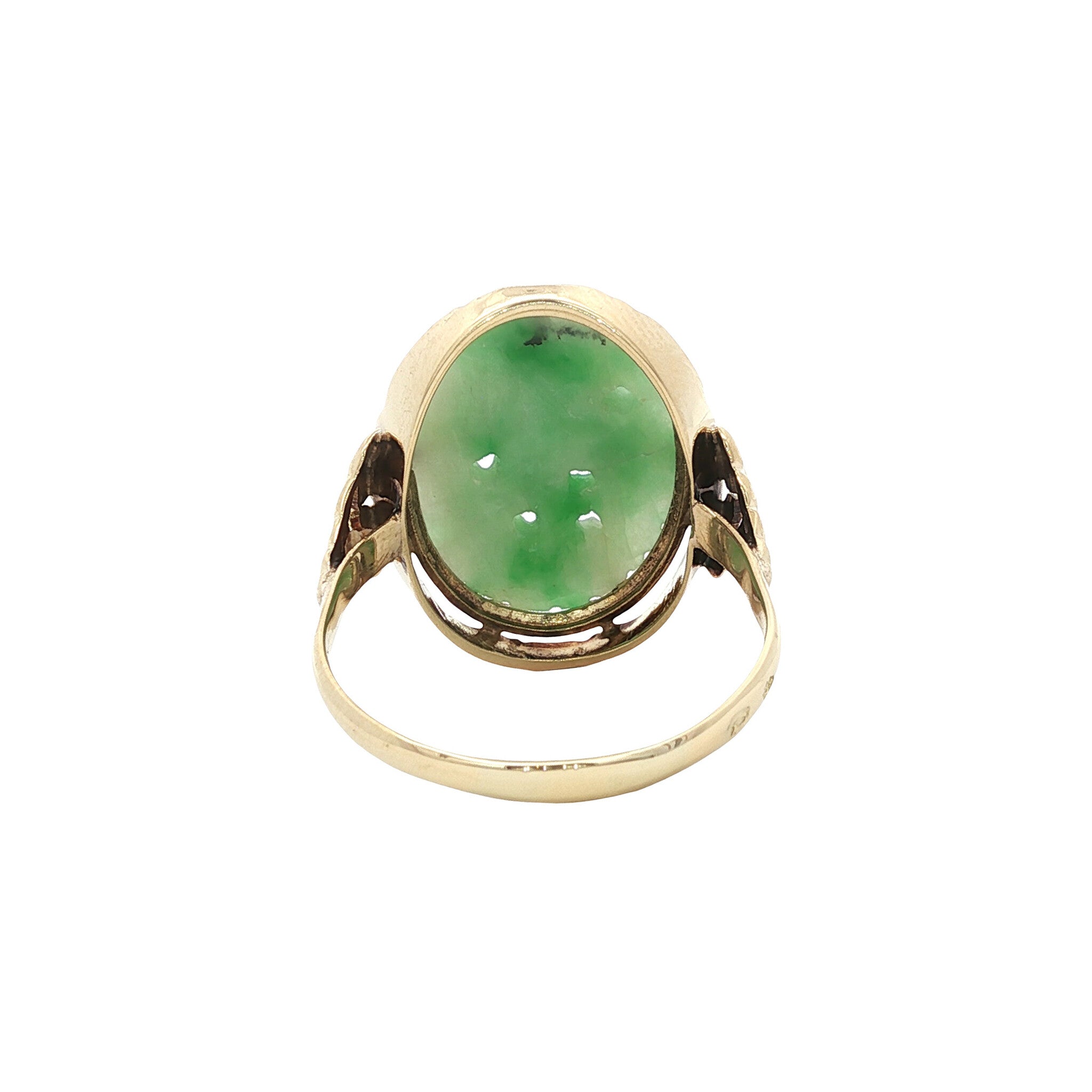 Gouden vintage ring met jade 14 kt