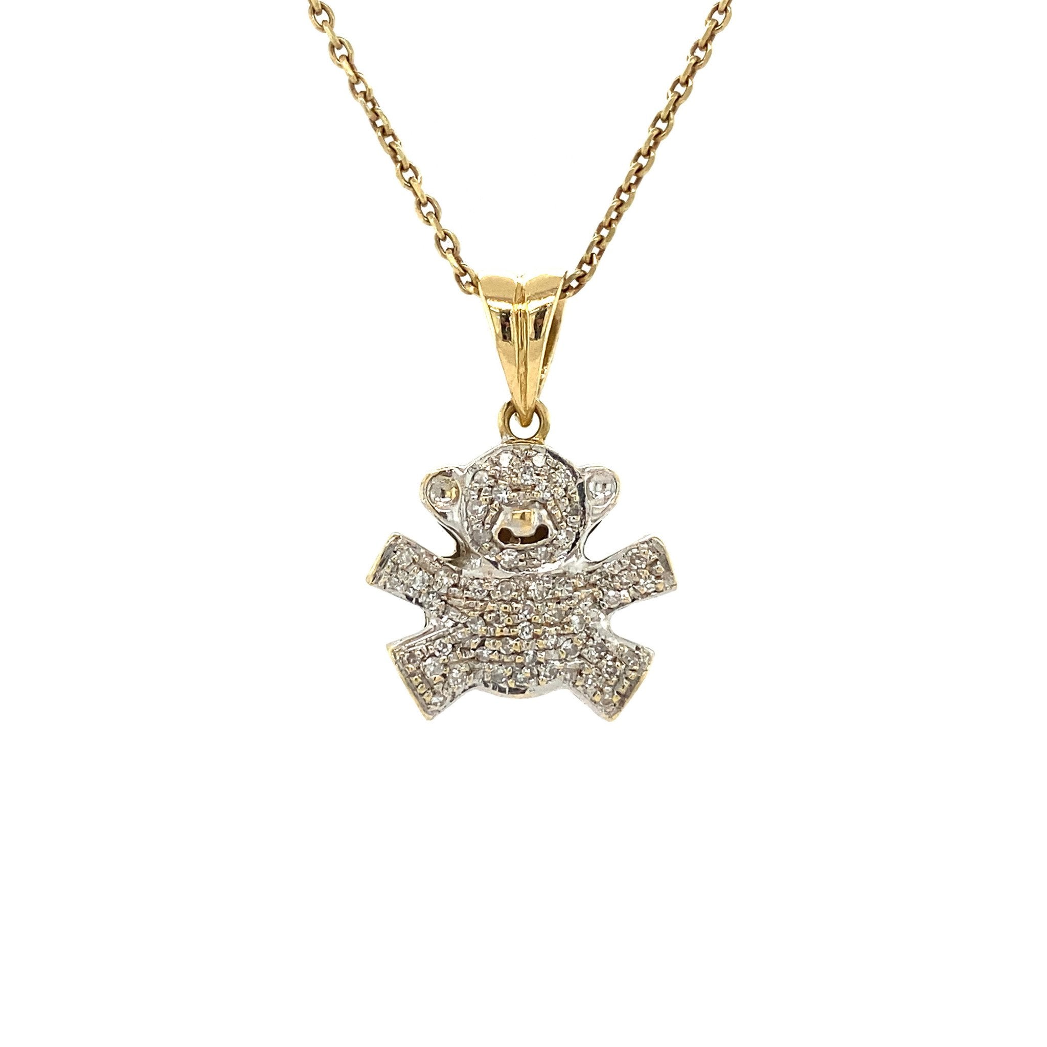 18 kt gold teddy bear pendant with diamond