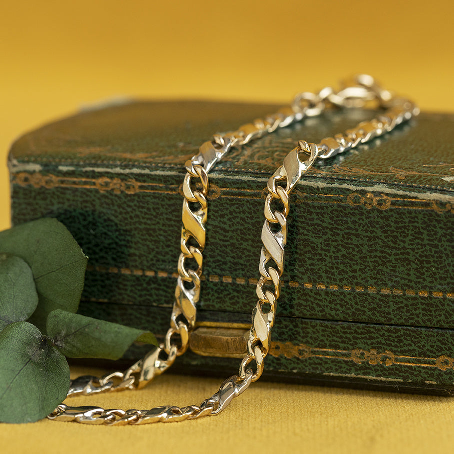 Bicolour vintage gold fantasy bracelet 14 kt