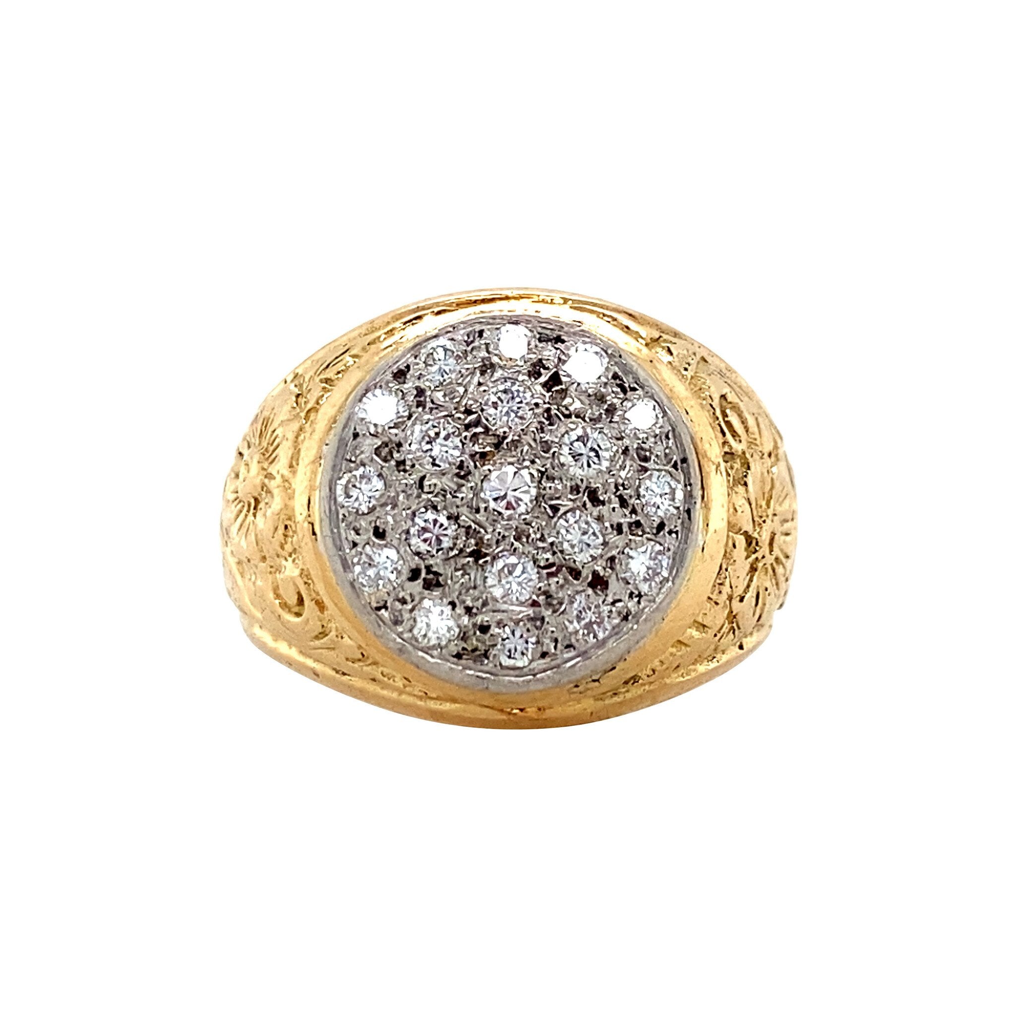 Gouden vintage ring met diamant 18 kt