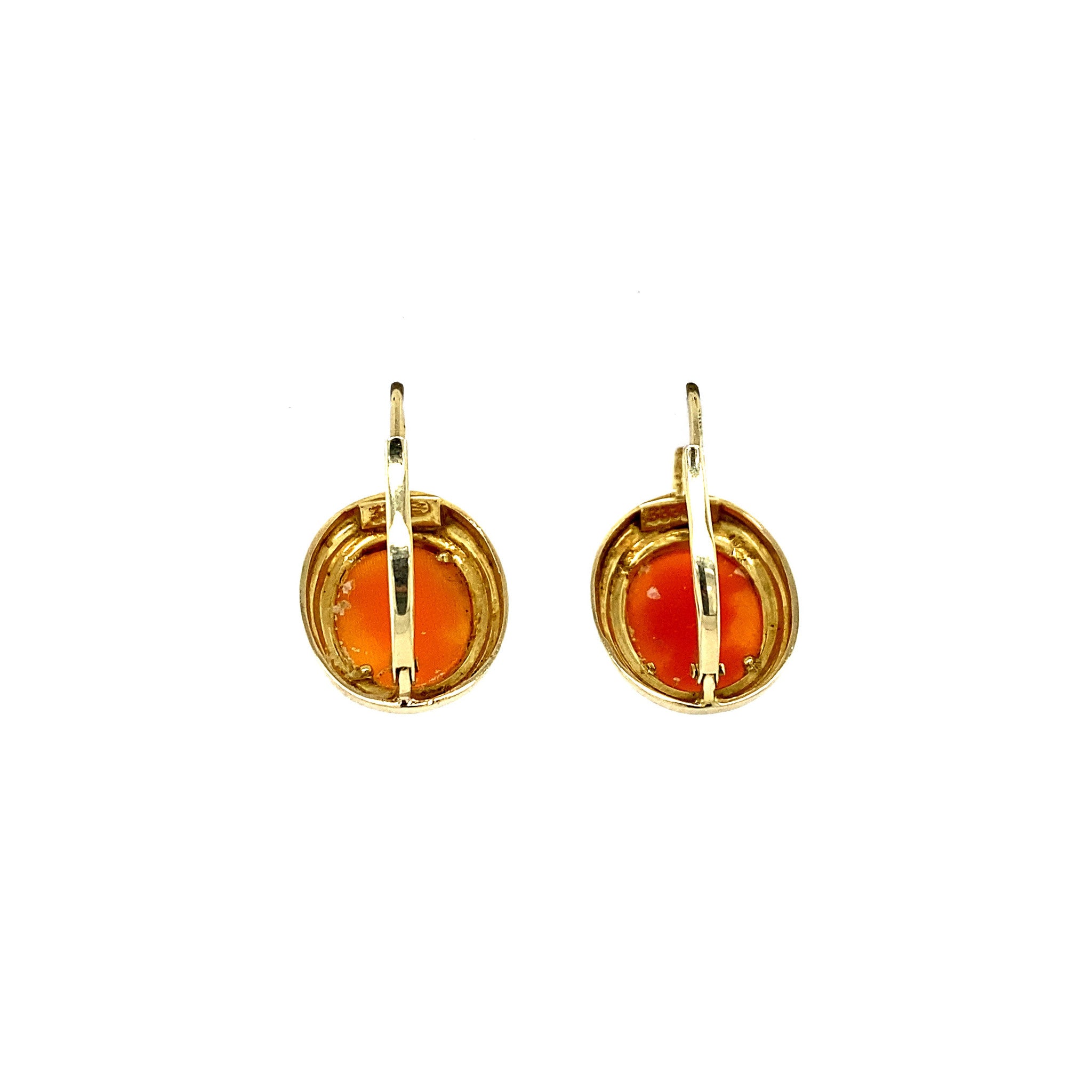 Gouden oorhangers met camee 14 krt
