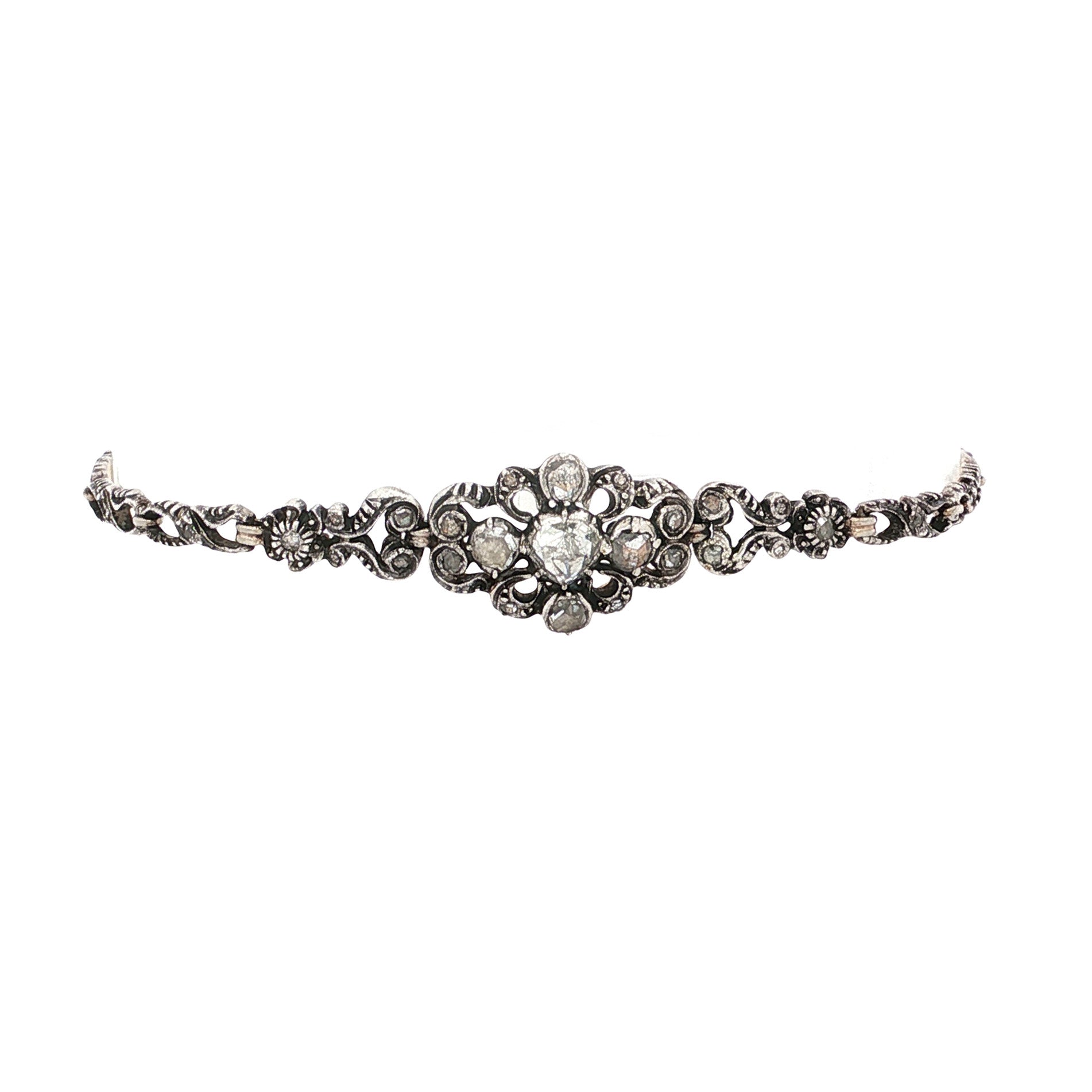 Zilveren vintage armband met diamant 925/14 kt
