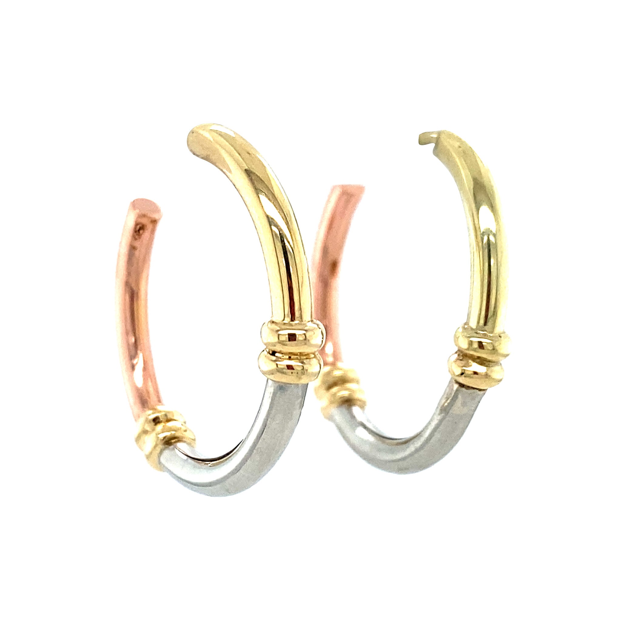 Tricolour gold earrings 14 kt