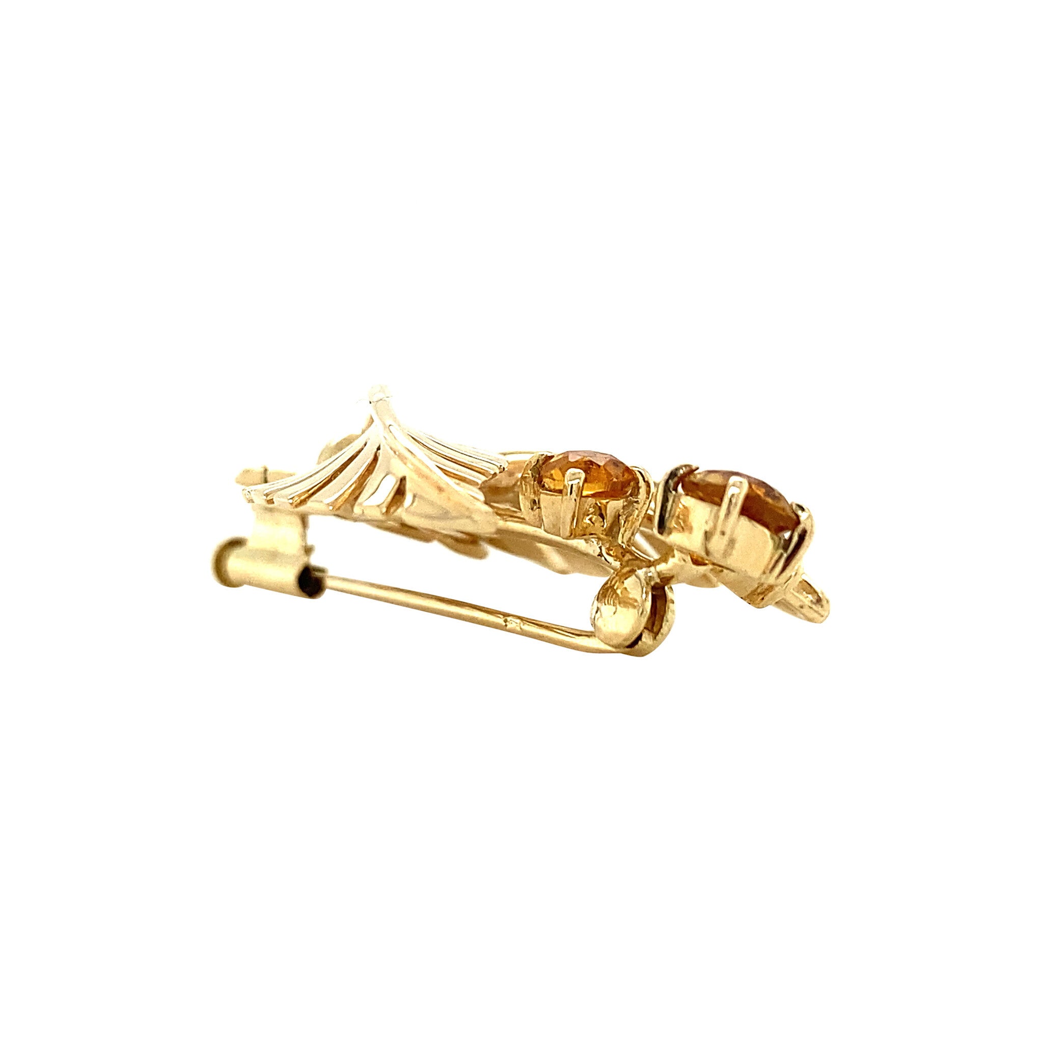 Gouden broche met citrien 14 krt