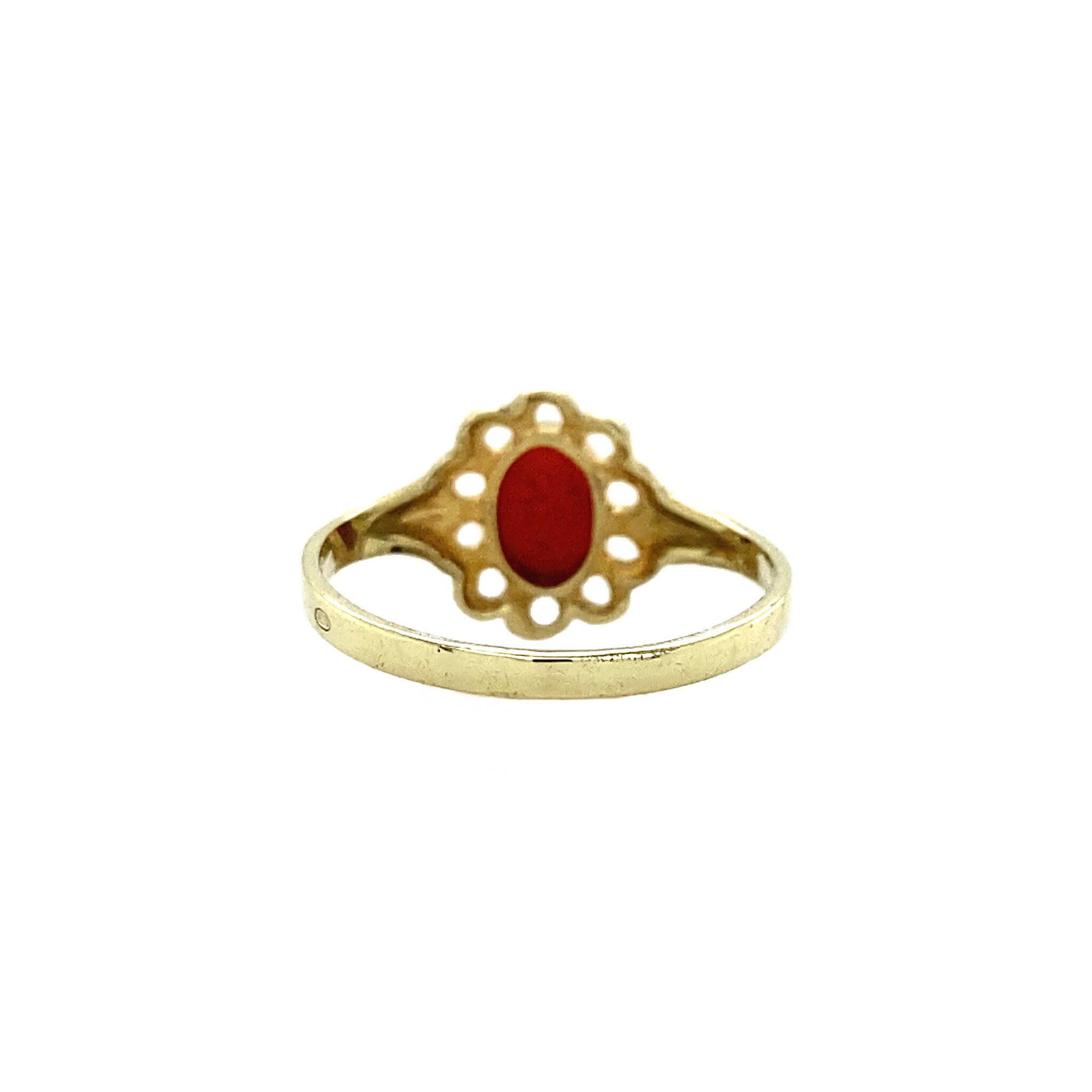 Gouden ring met bloedkoraal 14 krt