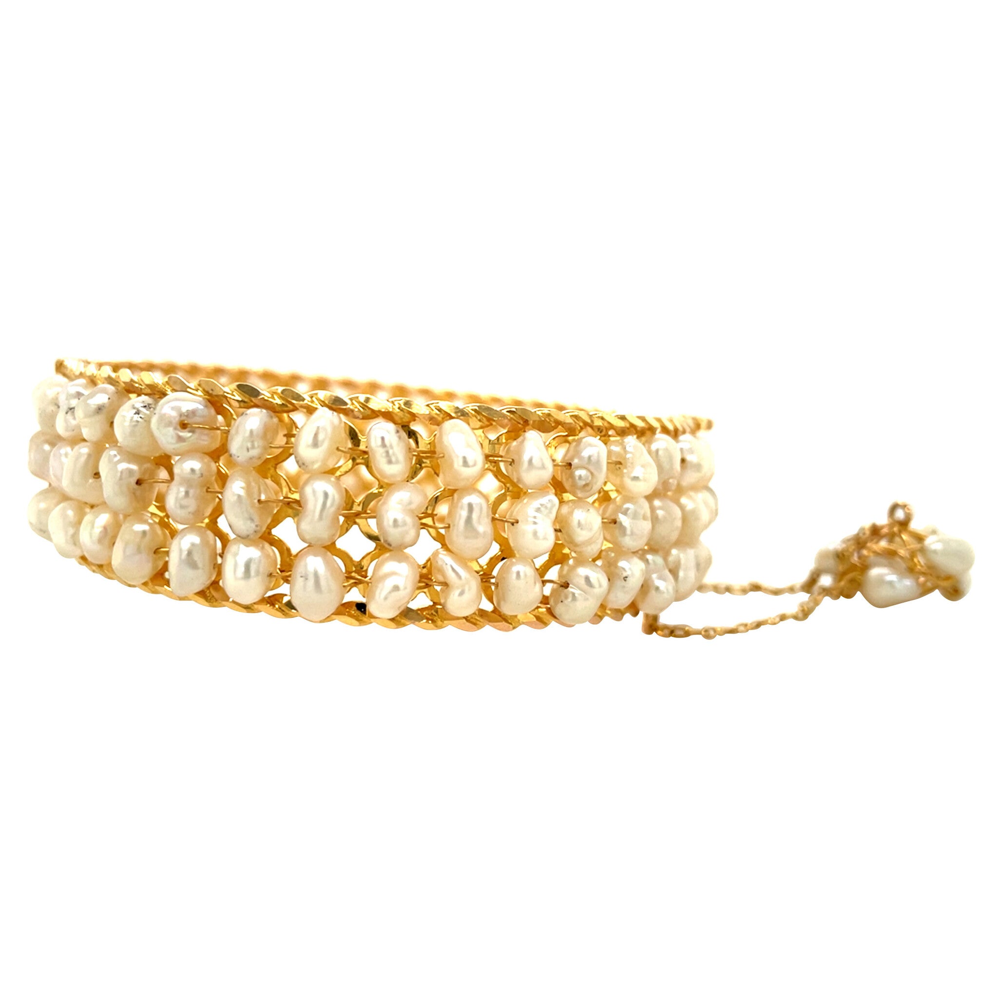Gouden vintage bangle met parel 20 kt