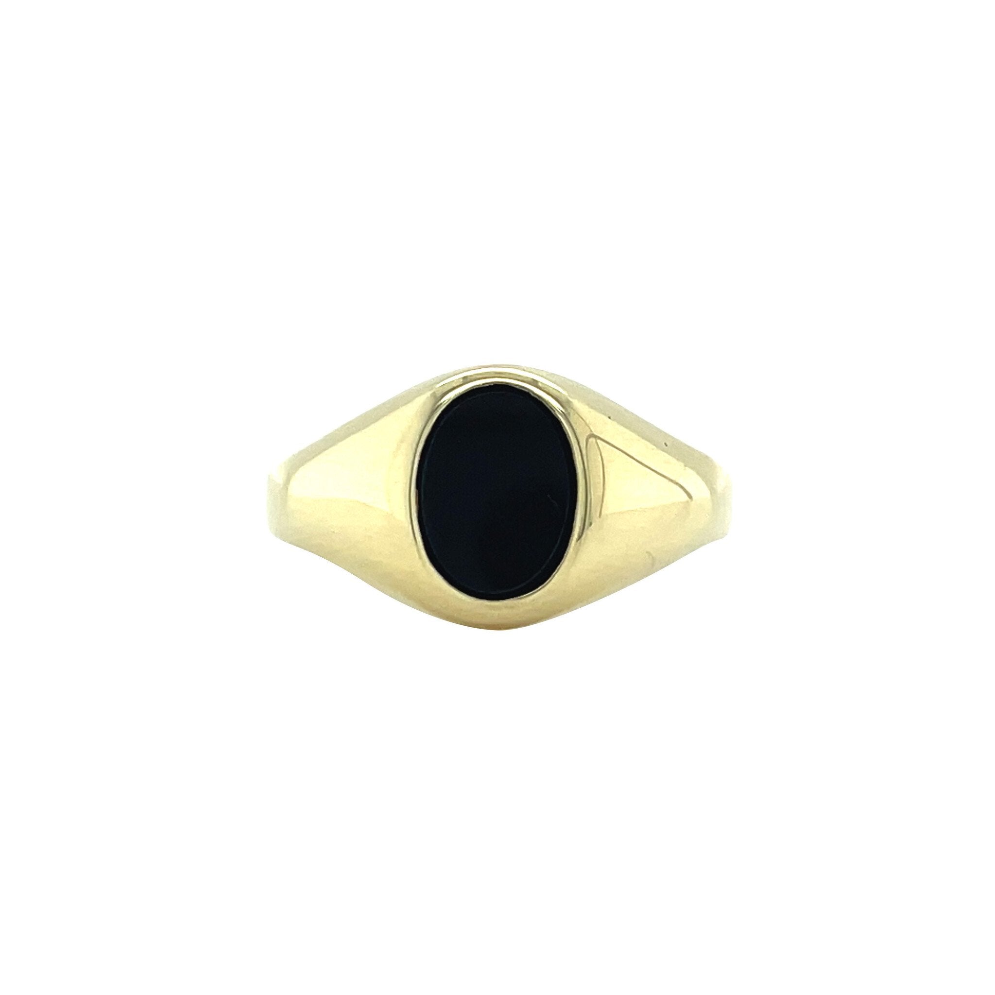 14 kt gold vintage signet ring with onyx