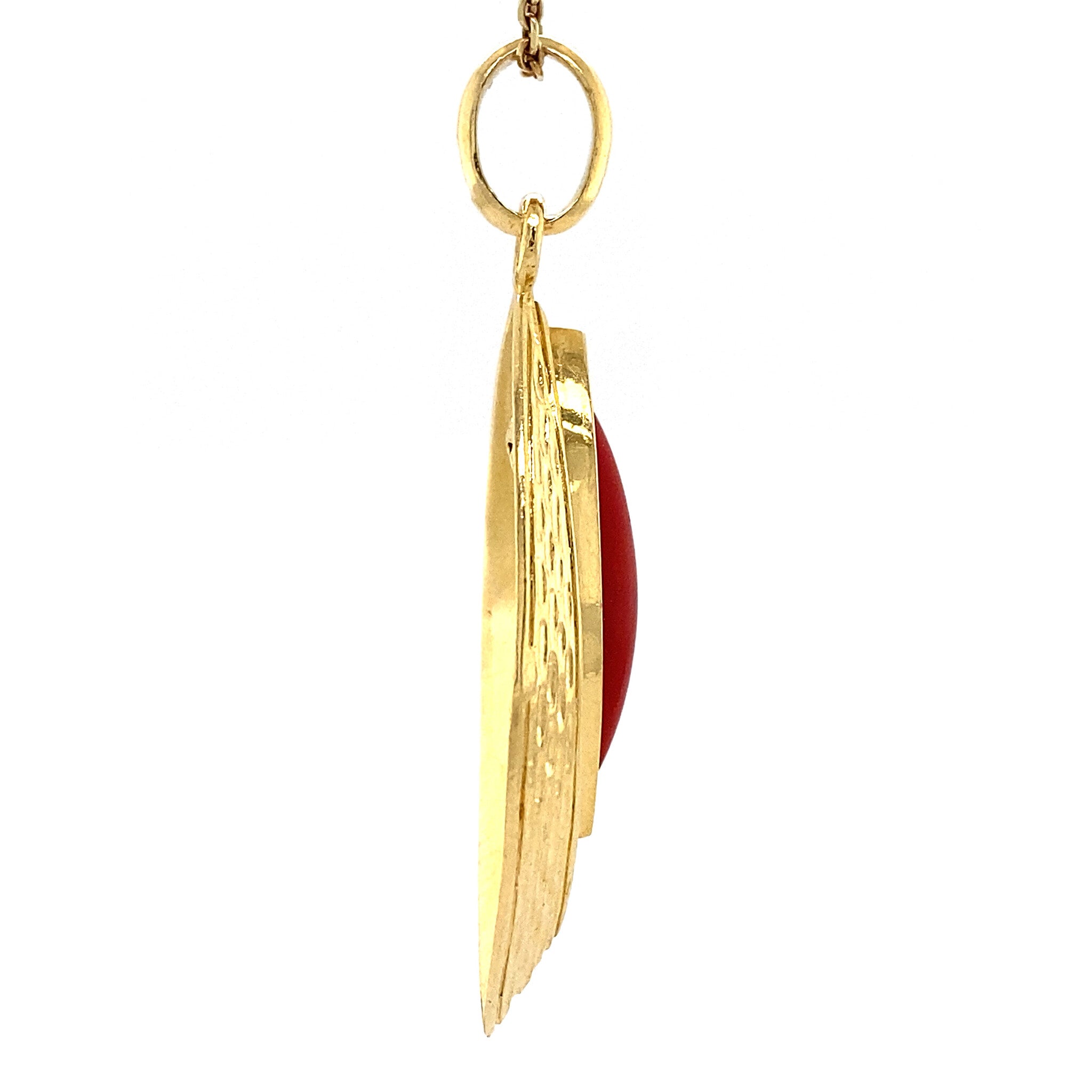 Gouden hanger met bloedkoraal 14 krt