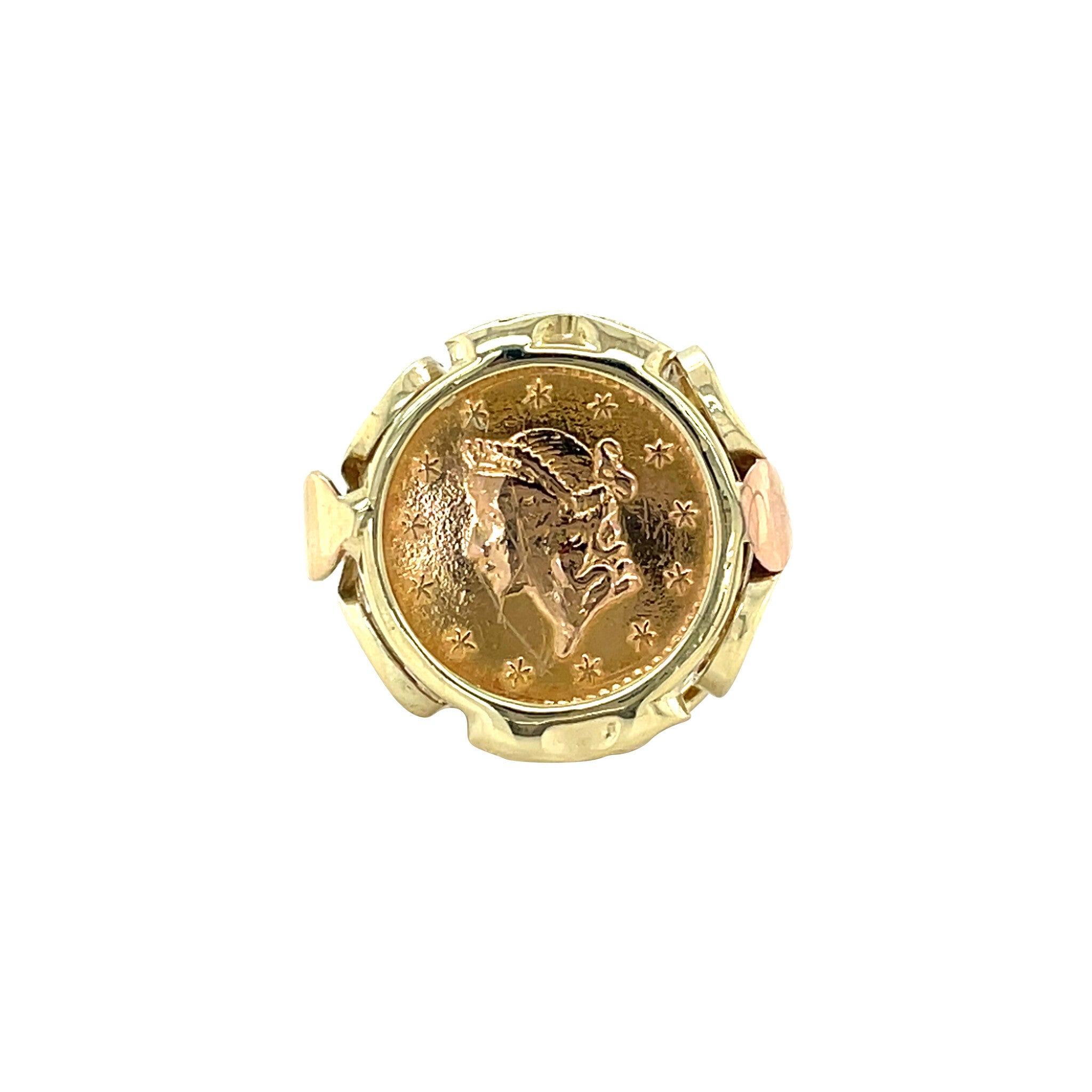 14 kt gold vintage coin ring