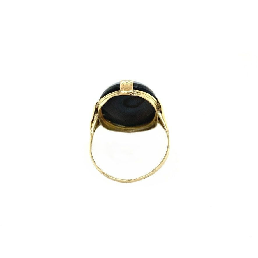 Gouden ring met streepagaat 14 krt
