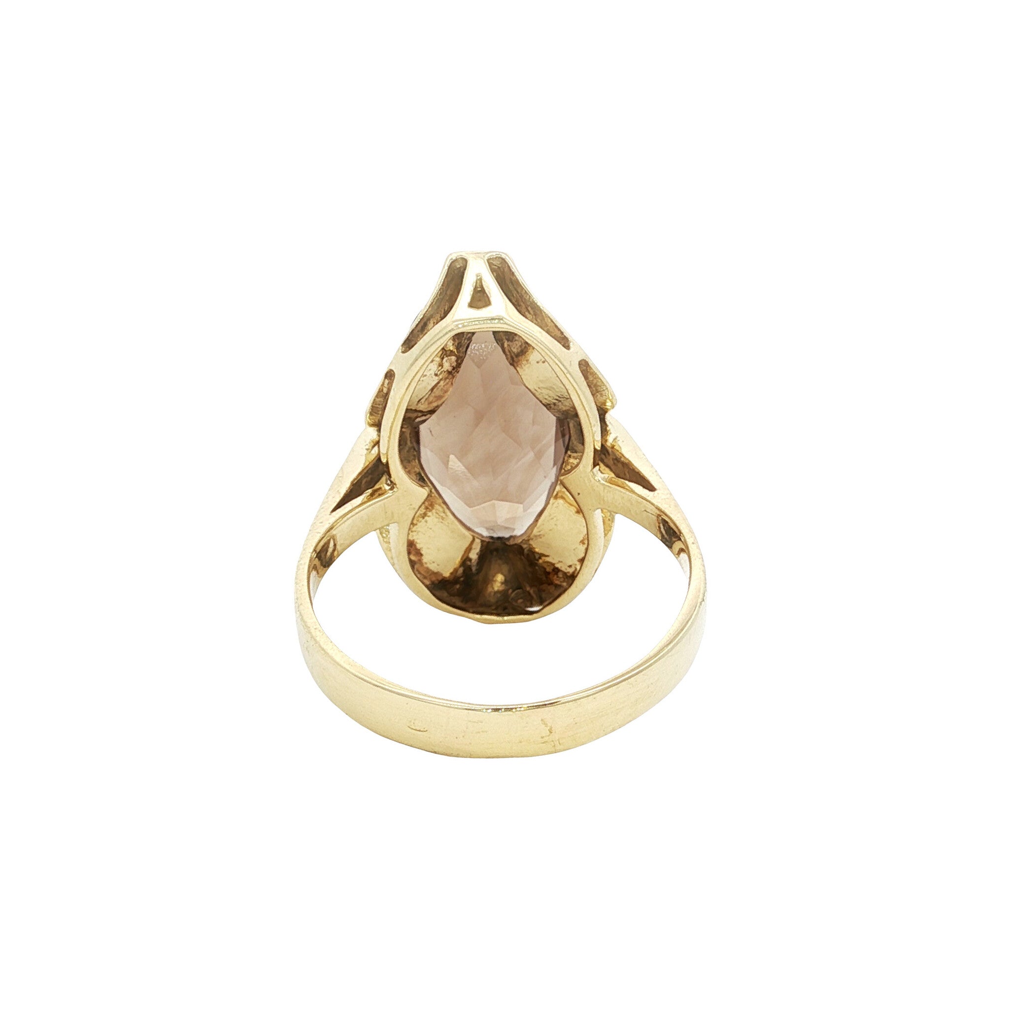 Gold vintage ring with smoky topaz 14 kt