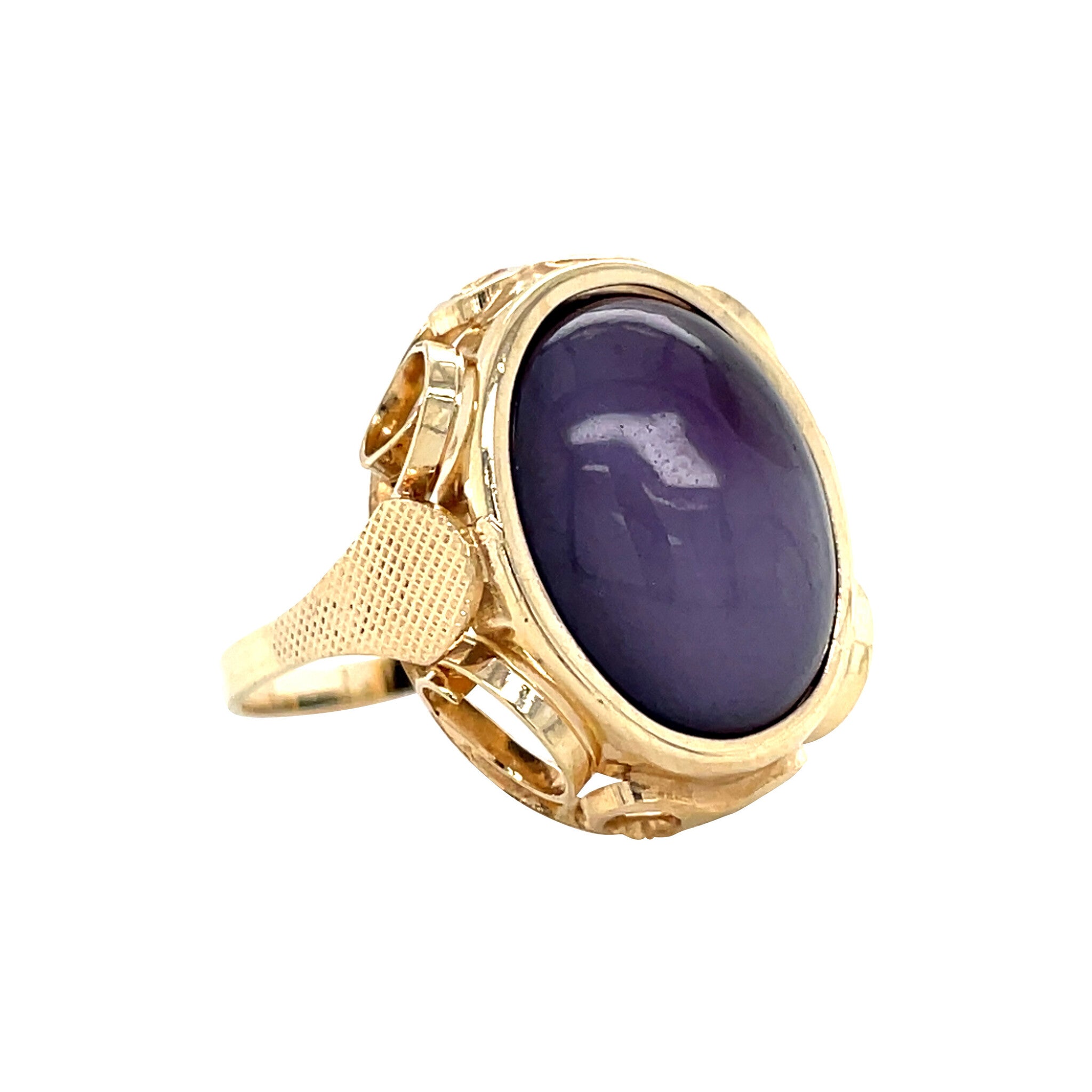 Gouden vintage ring met kleursteen 14 krt