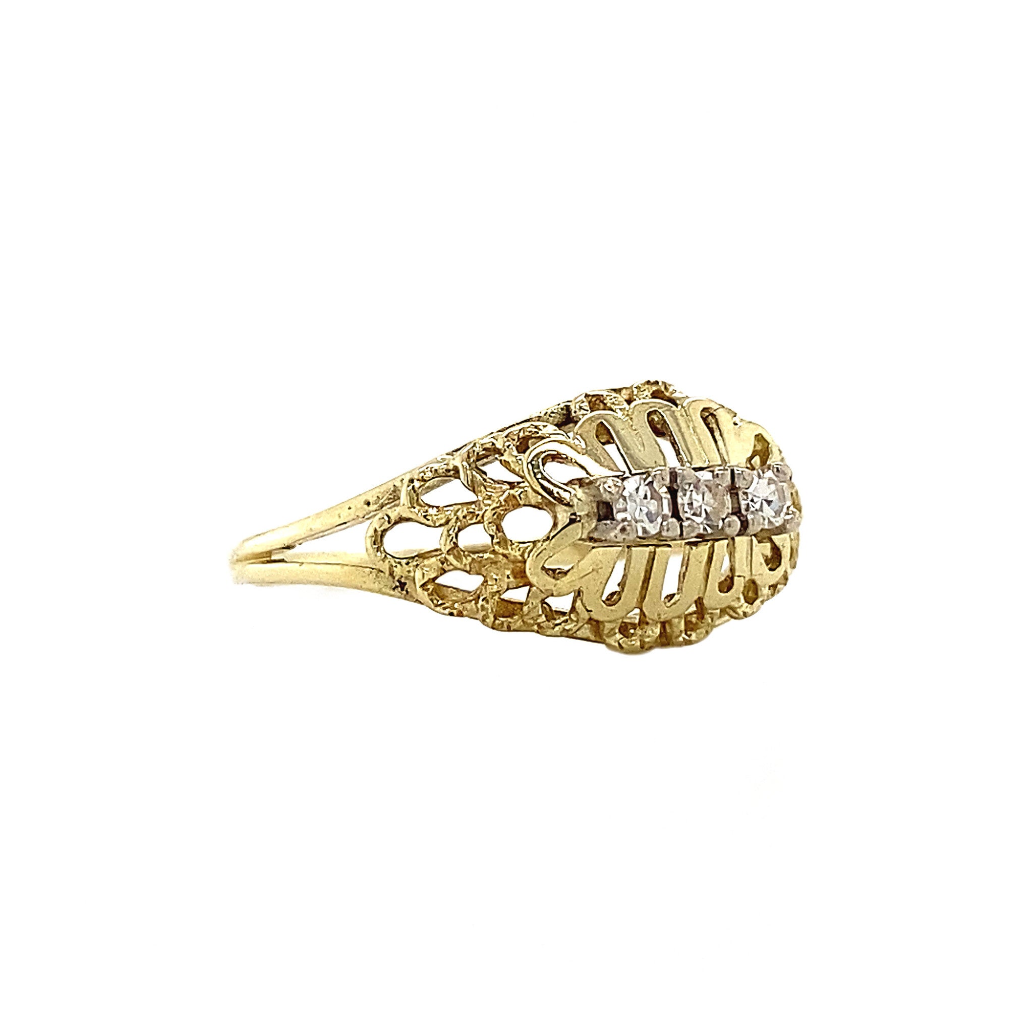 Gouden trigolie ring met diamant 14 krt