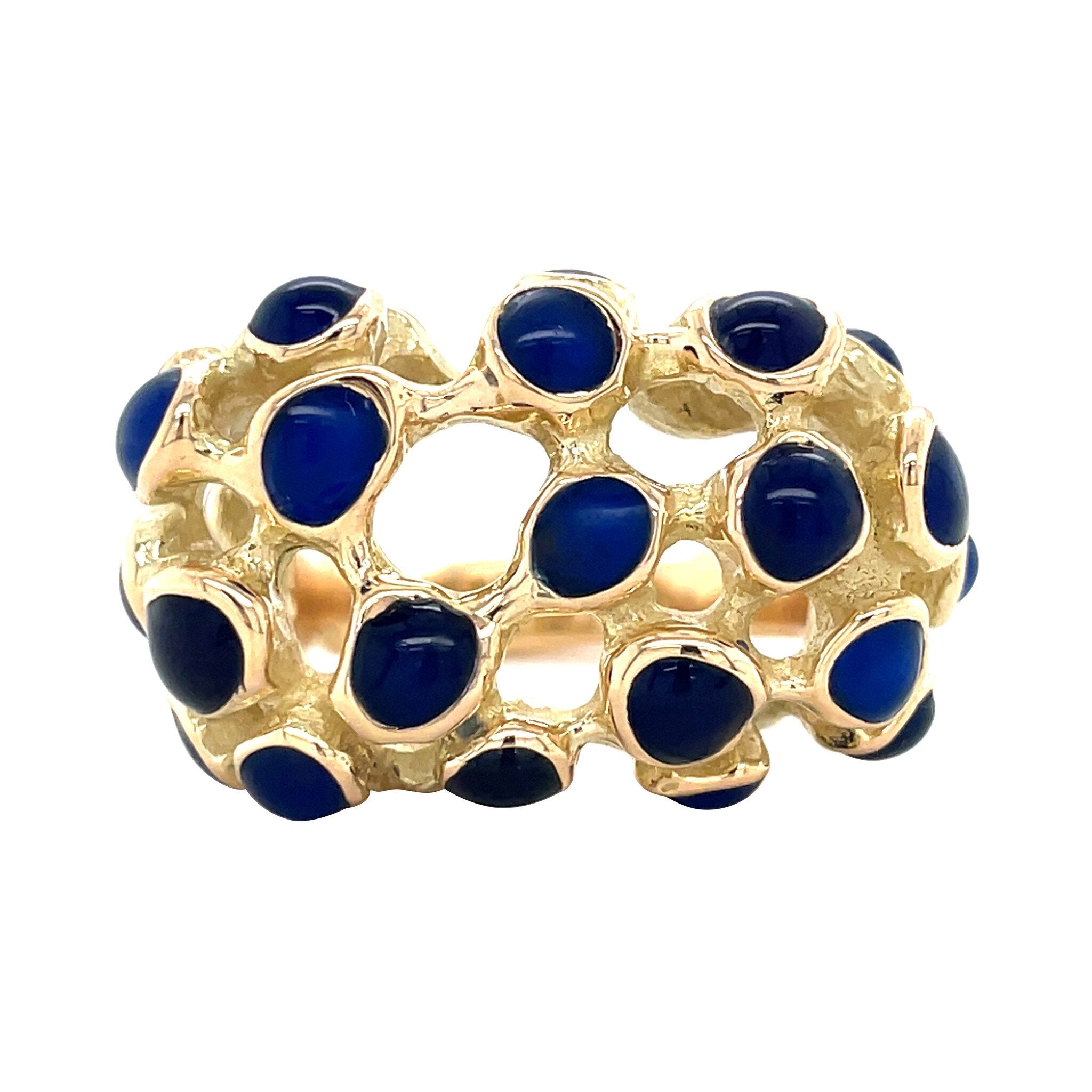 Gouden vintage ring met kleursteen 14 krt