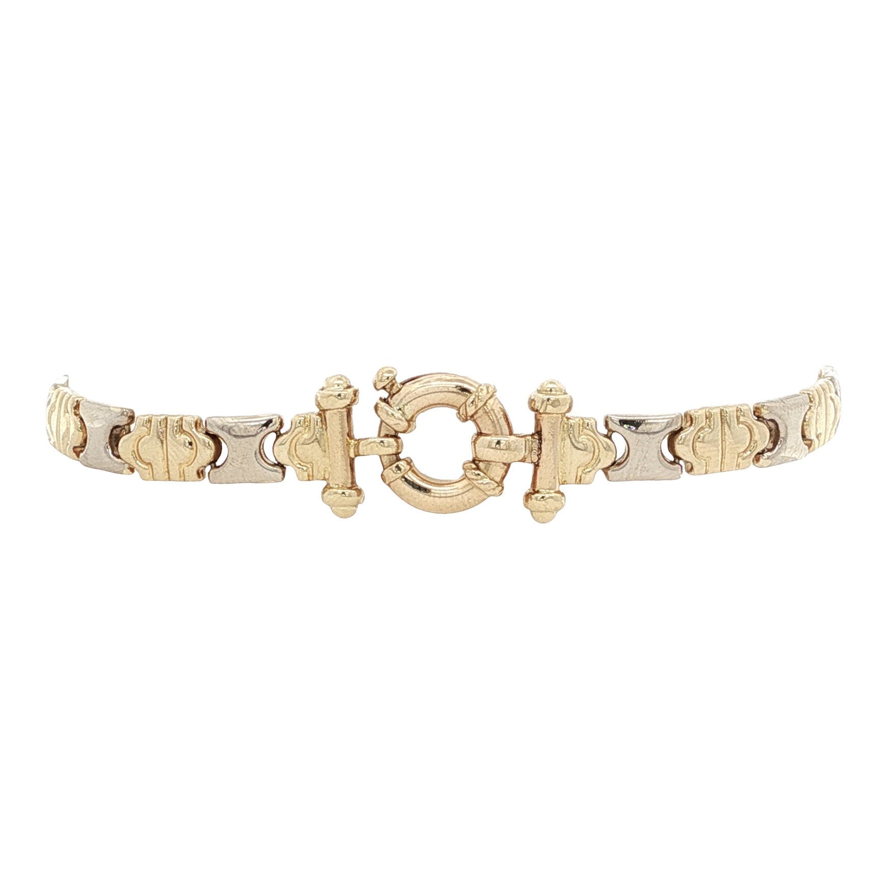 Bicolour gouden vintage fantasie armband 14 kt