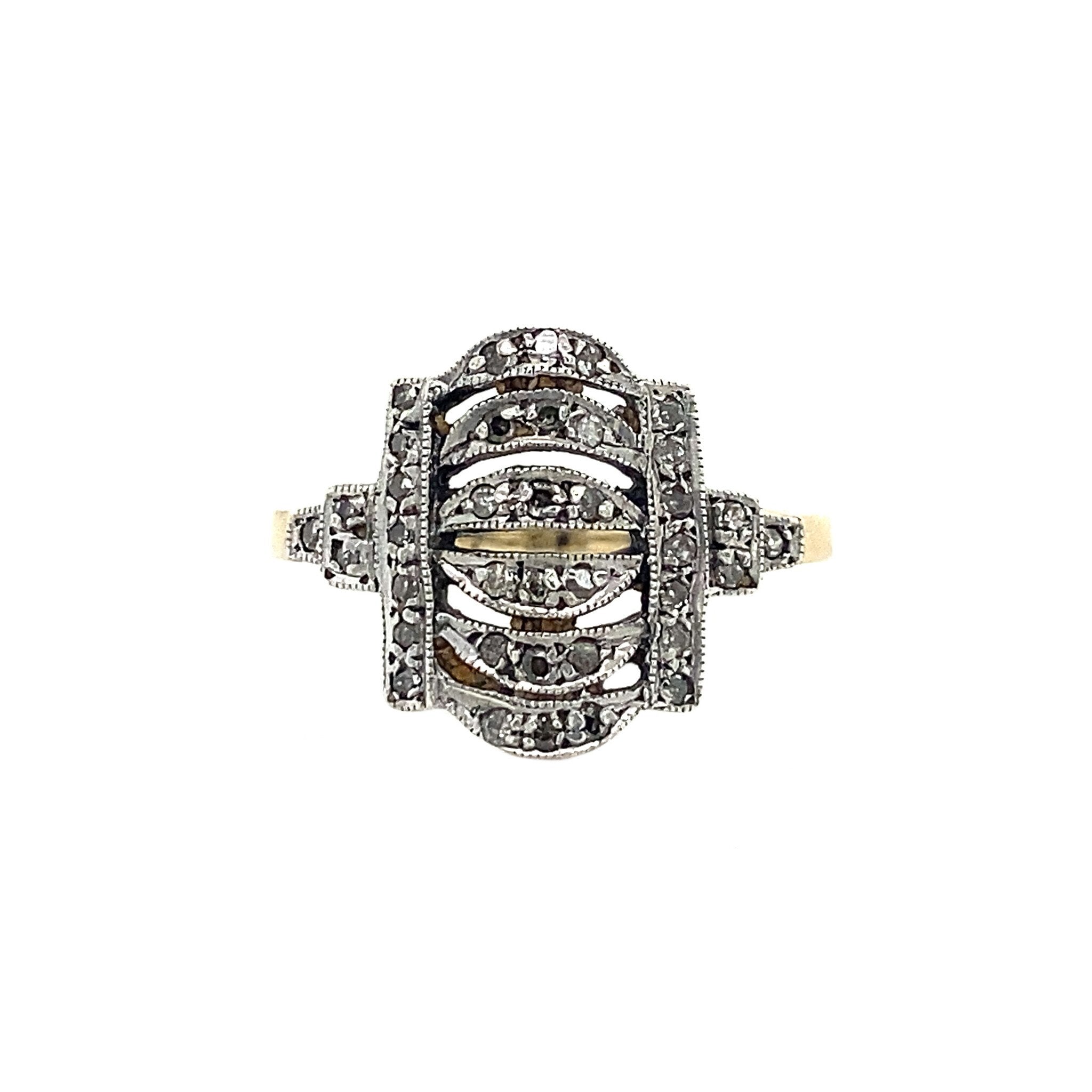 Bicolour gold ring with diamond 14 crt 925