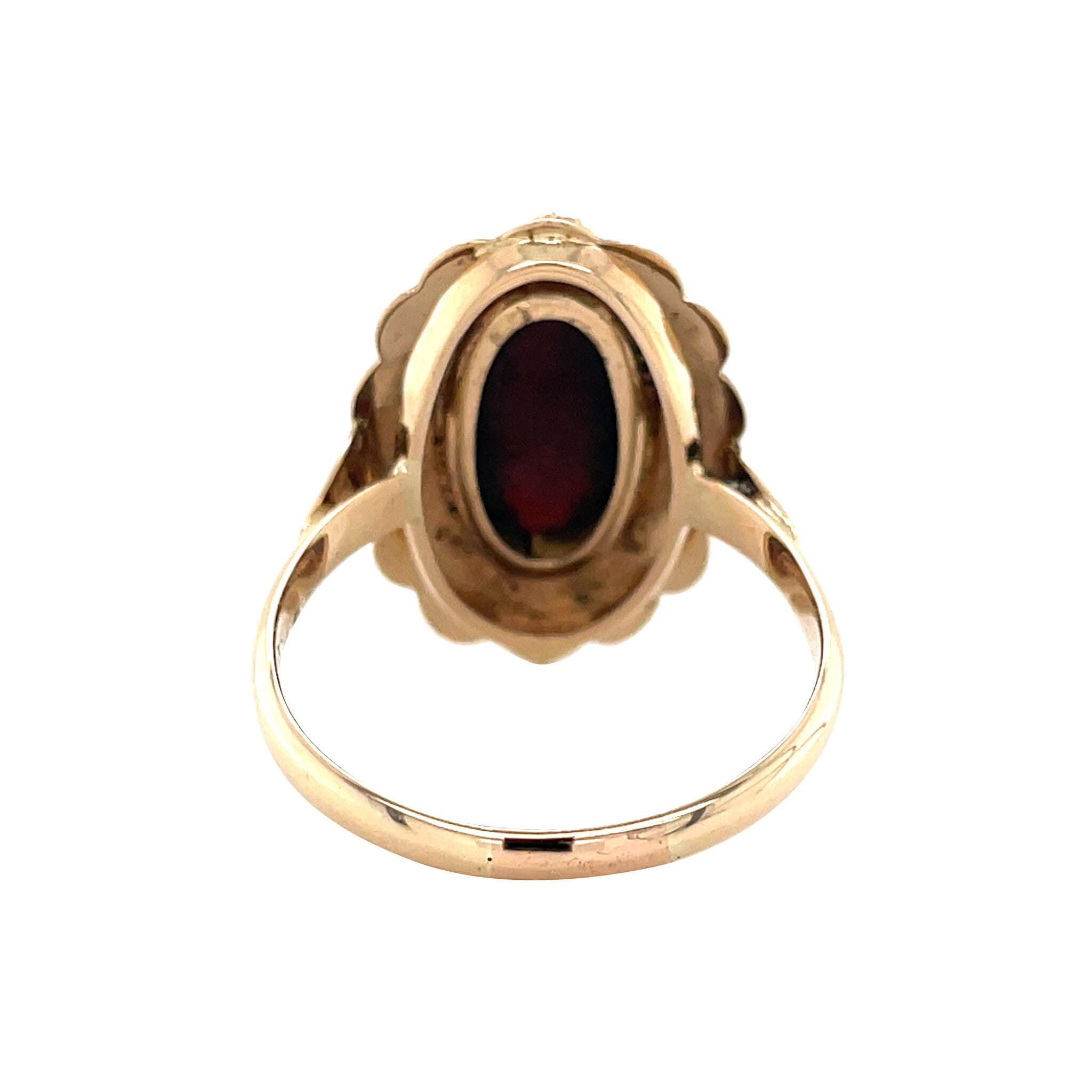 Gouden vintage ring met granaat 14 kt