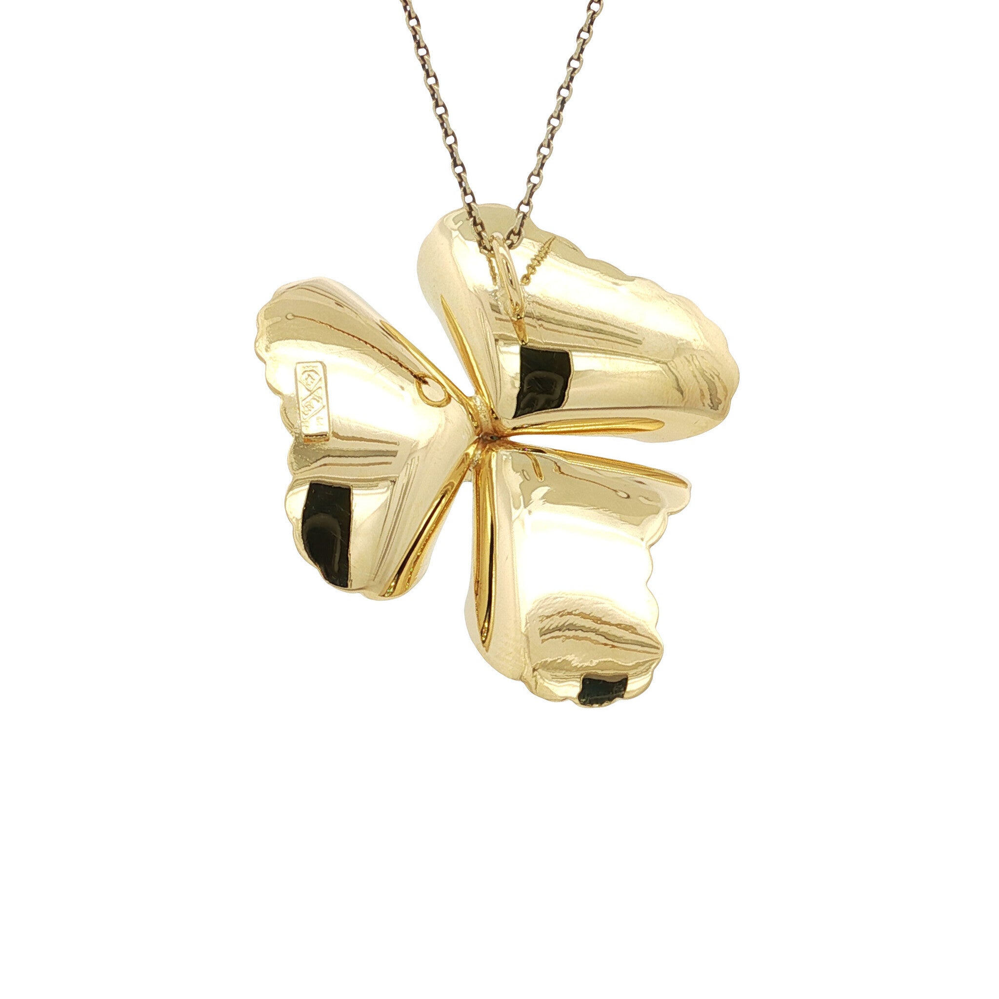 Gouden vintage entourage hanger met robijn en kleursteen 18 kt