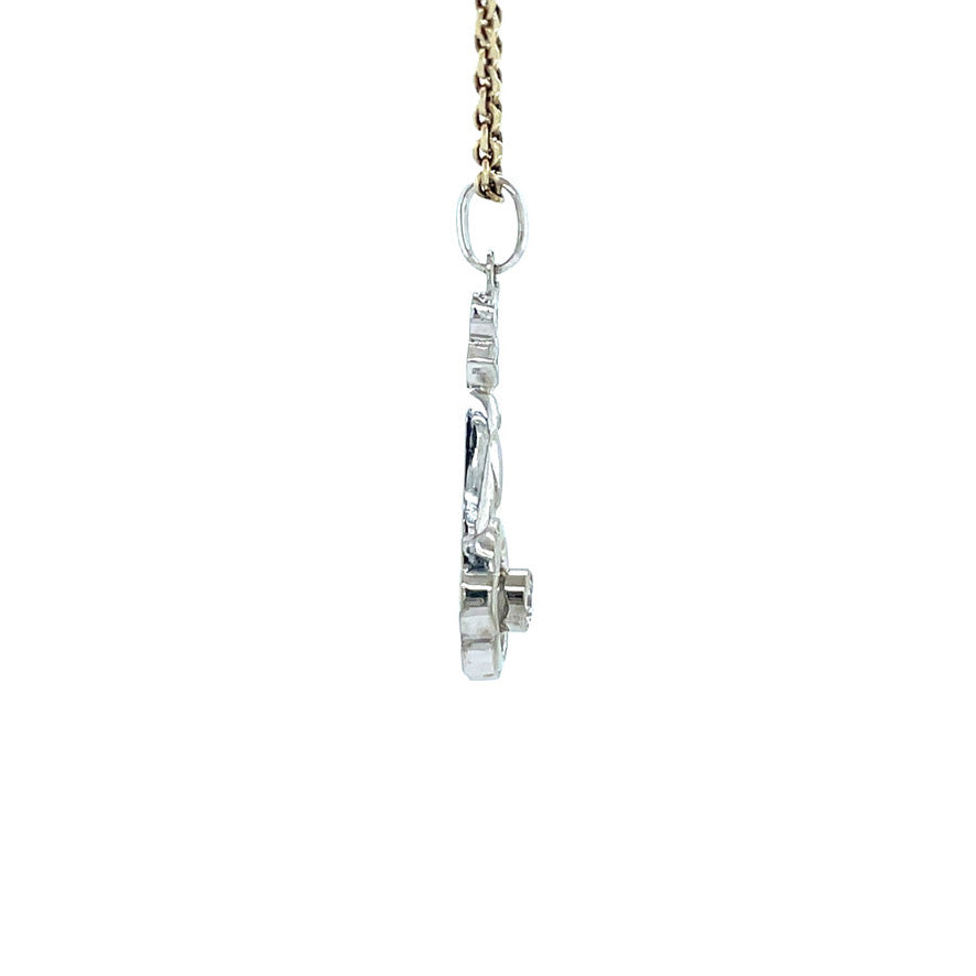 White gold vintage pendant with diamond 14 kt