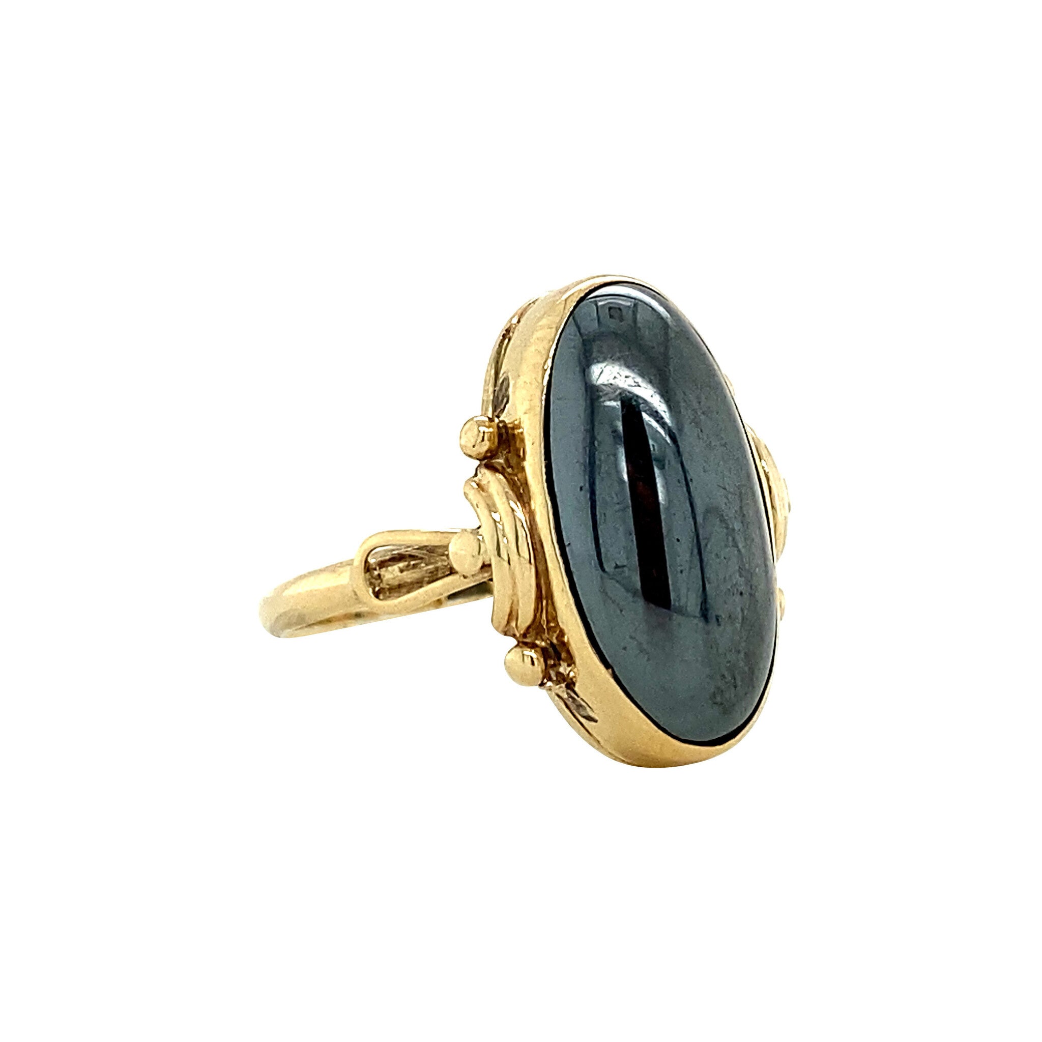 Golden ring with hematite 14 kt