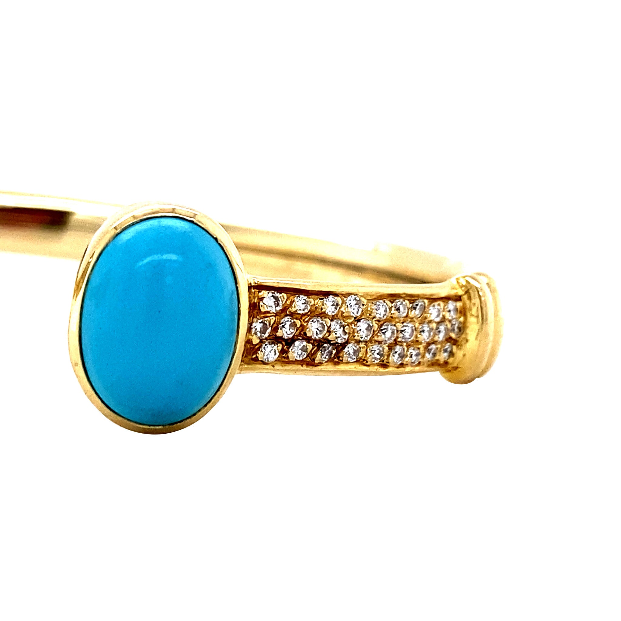 Gouden vintage bangle met keramiek en diamant 18 krt