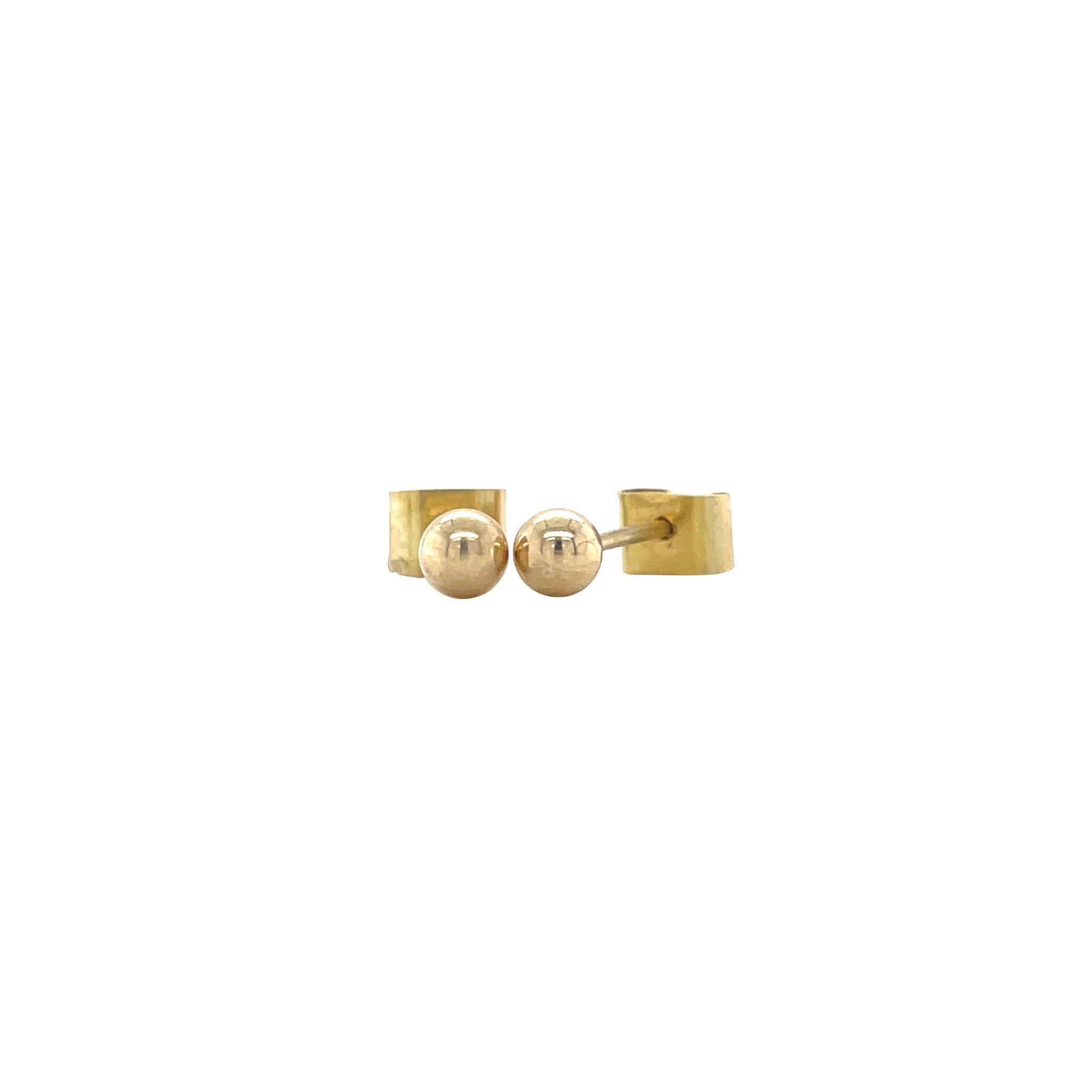 Golden vintage ball stud earrings 14 kt