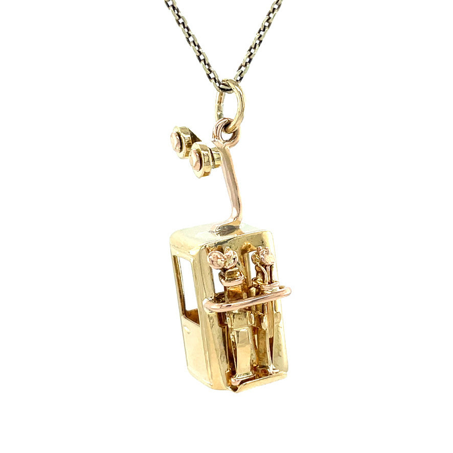 Gouden vintage skilift hanger 18 kt